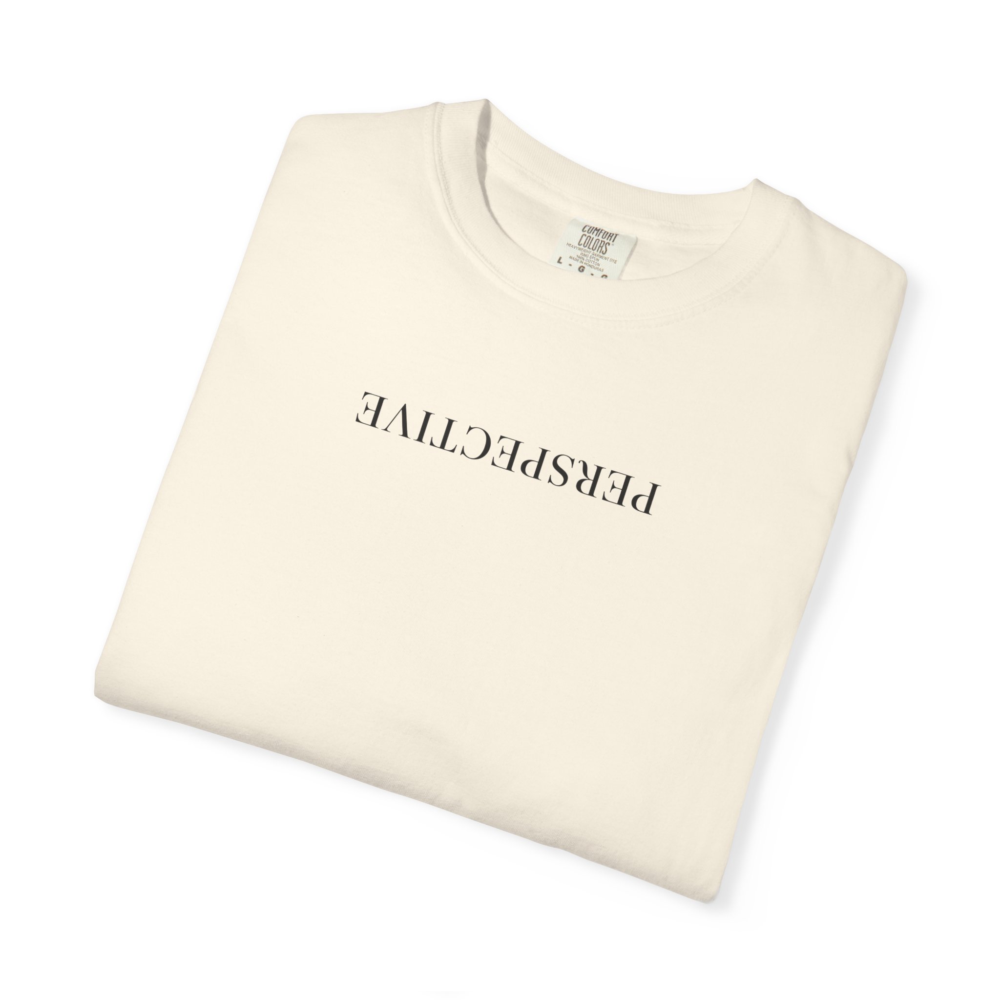 Perspective Tee – Upside Down Serif Type on White - Image 7