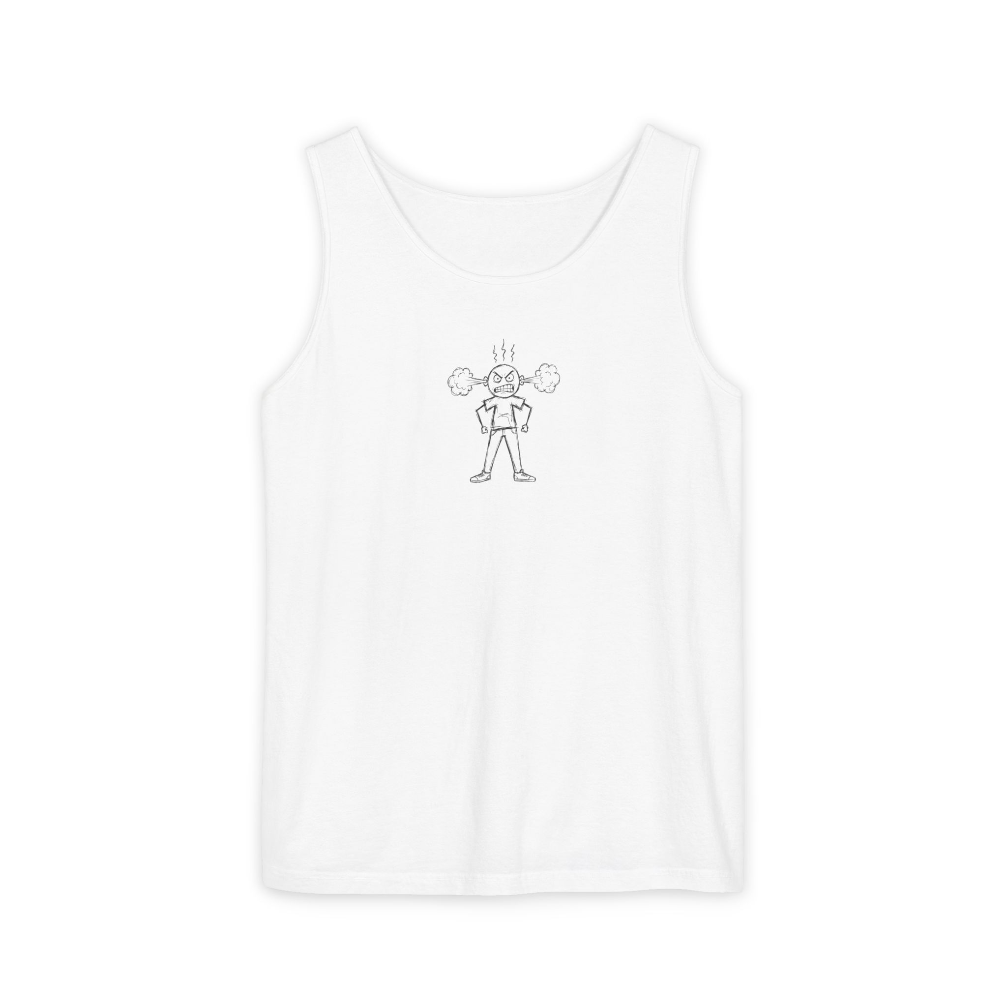 Steaming Mad Tank Top – Cartoon Anger Illustration on White