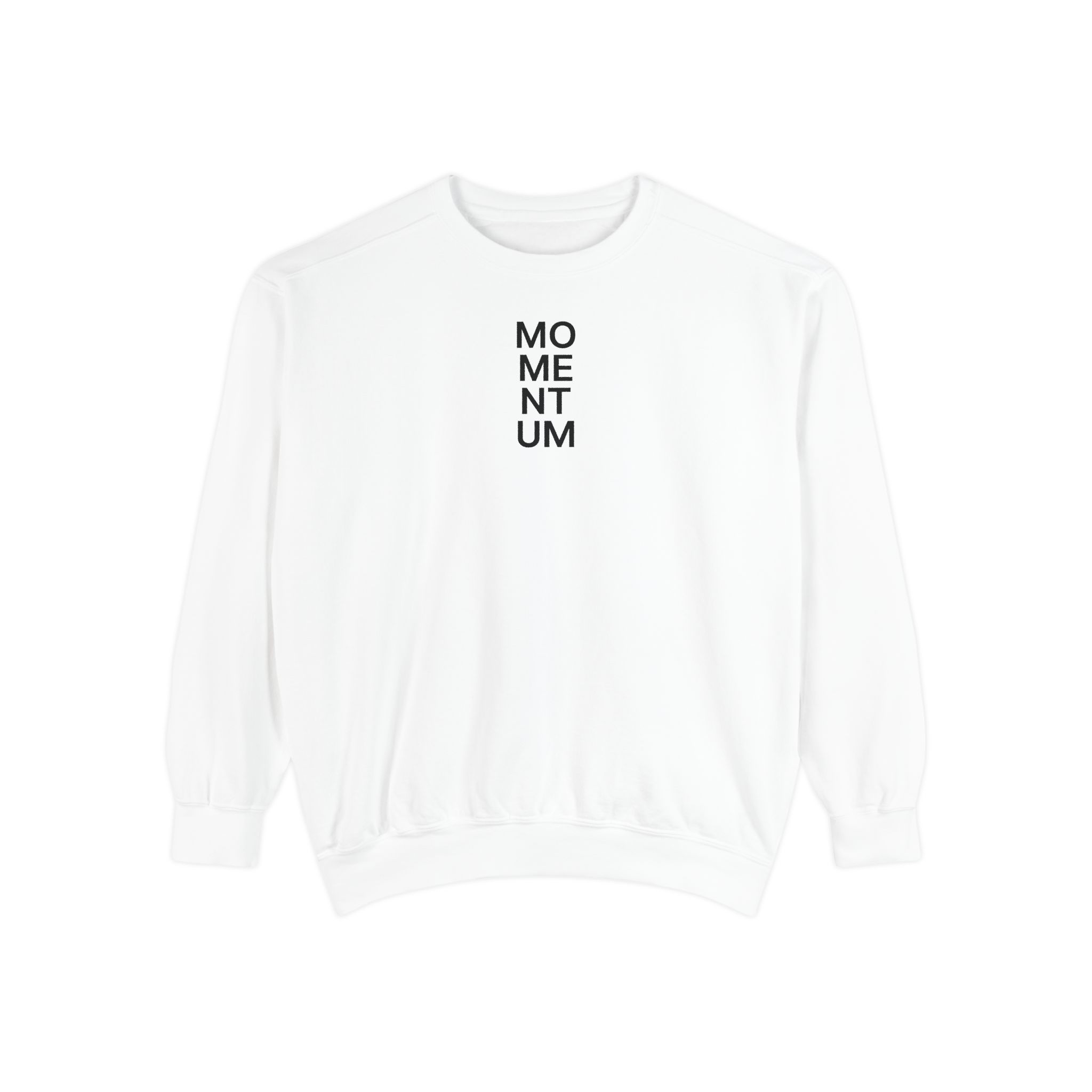 Momentum Sweatshirt – Bold Stacked Type Black on White