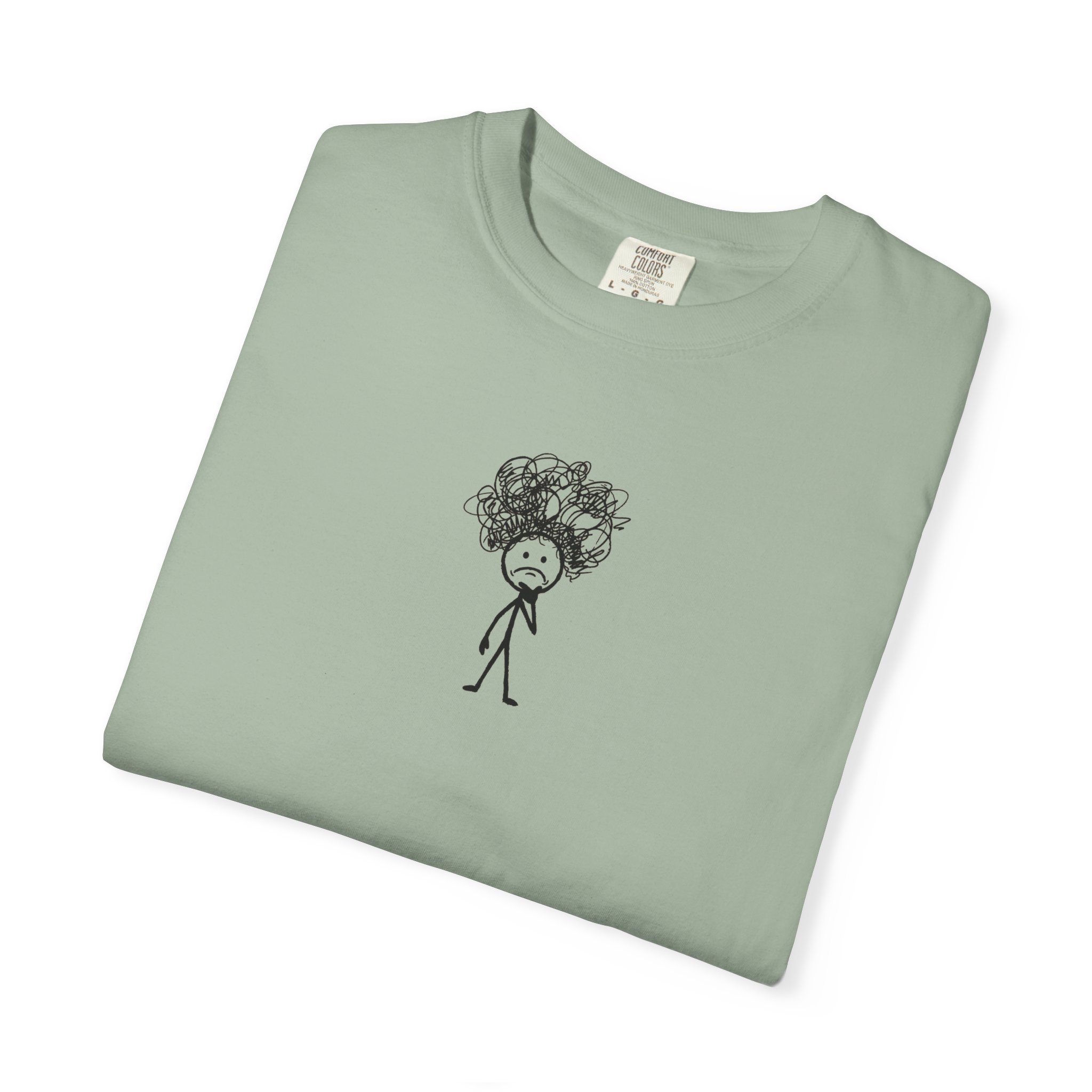 Overthinker Stick Figure Tee – Anxiety Scribble Art on White - Image 11
