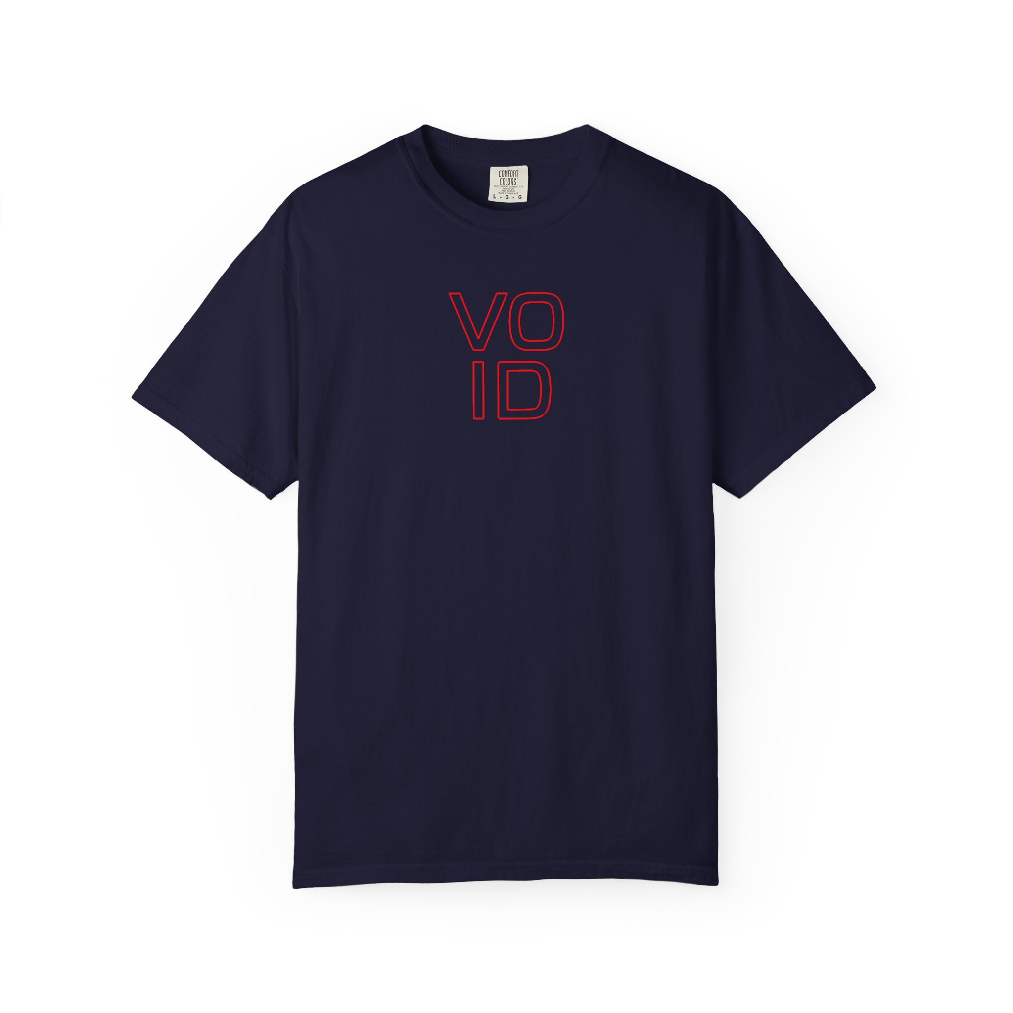 Void Red Outline Tee – Neon-Style Stacked Typography