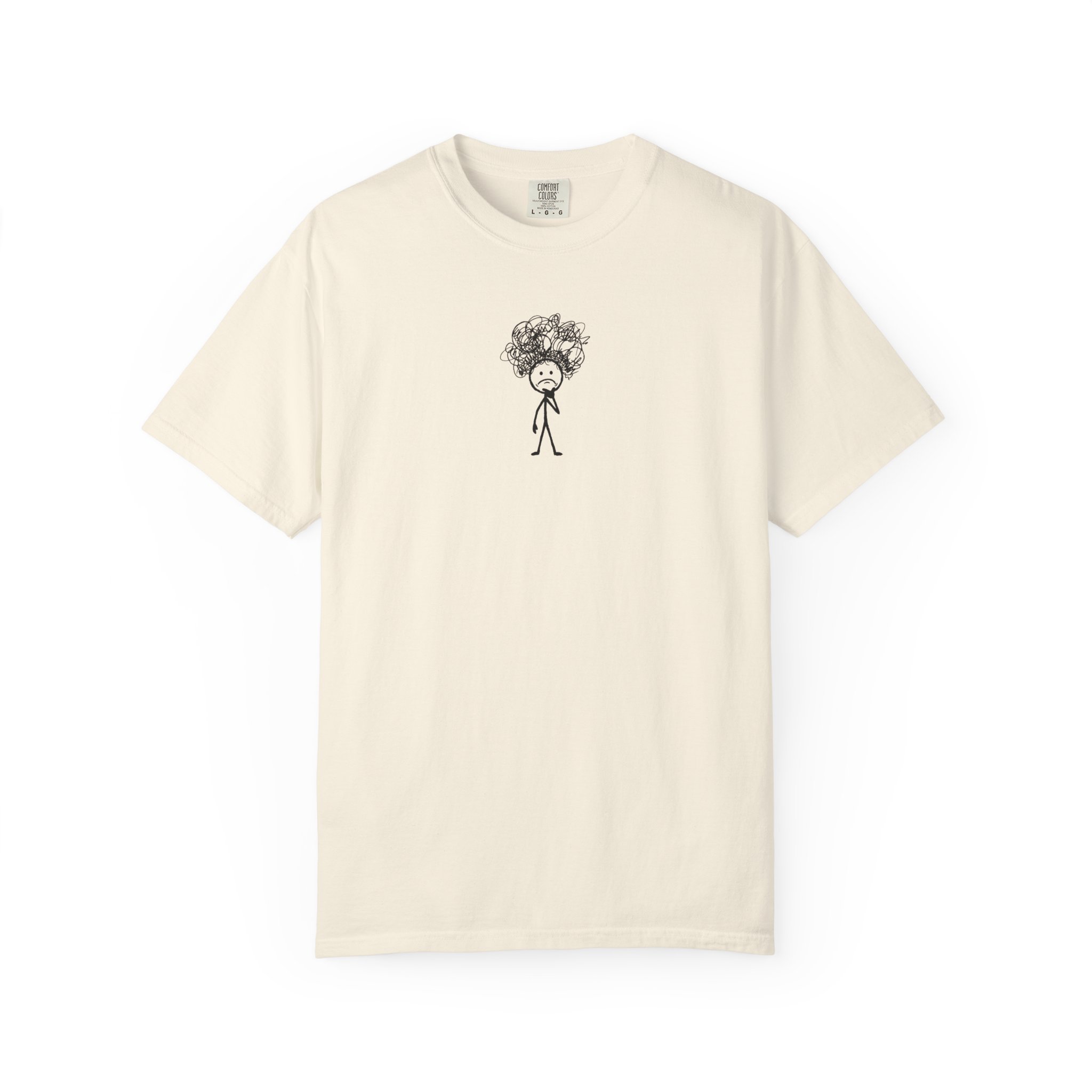 Overthinker Stick Figure Tee – Anxiety Scribble Art on White - Image 5