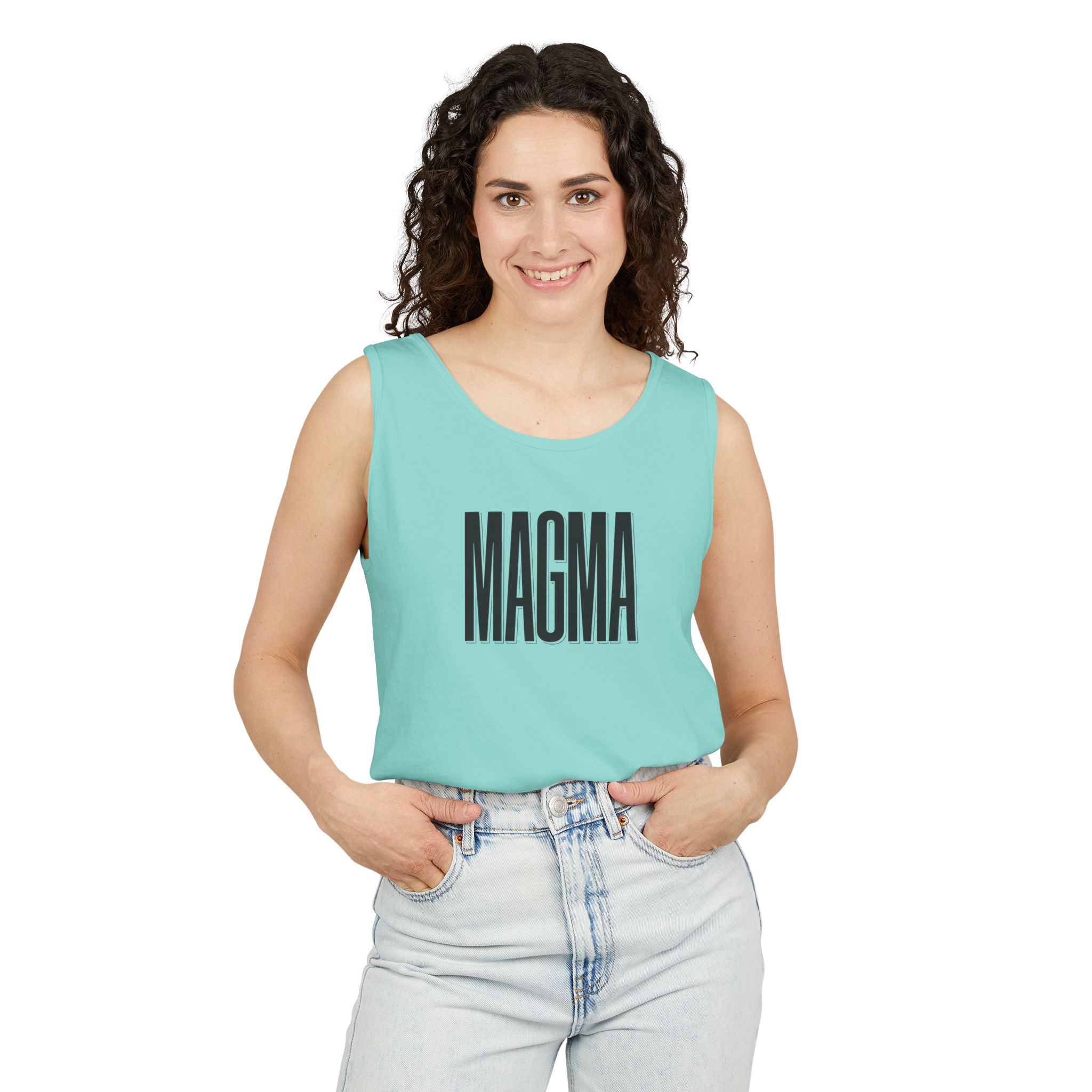 Magma Black Tank Top – Bold Shadow Type on White - Image 15