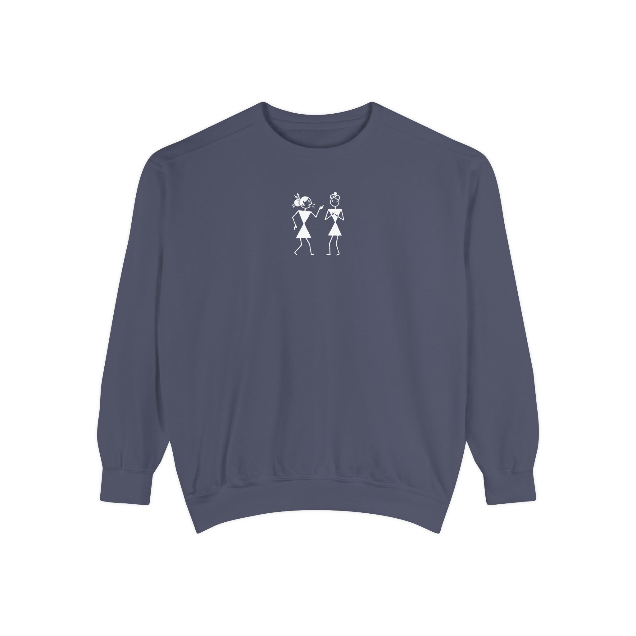 Warli Gossip Girls Sweatshirt – Minimalist Folk Art Black
