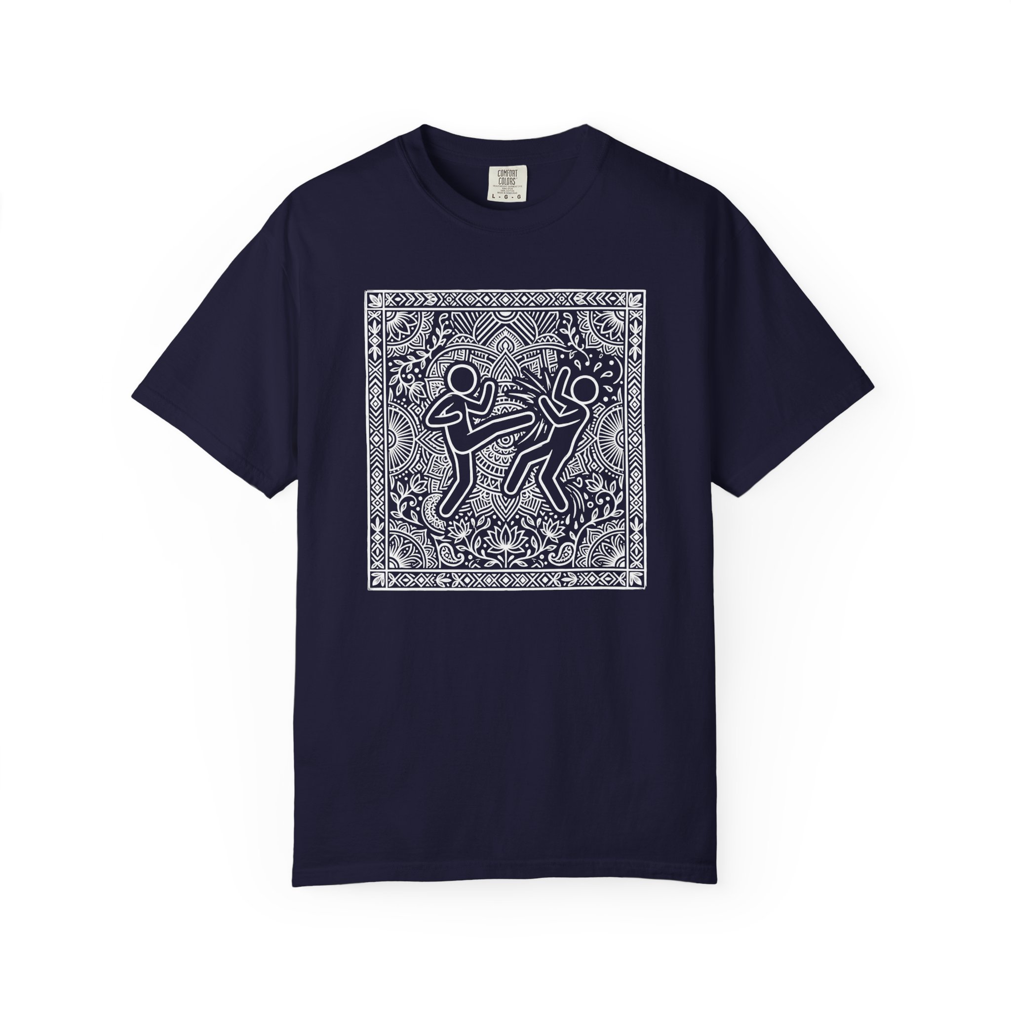 Mandala Fighters Tee – Keith Haring Meets Indian Folk Art