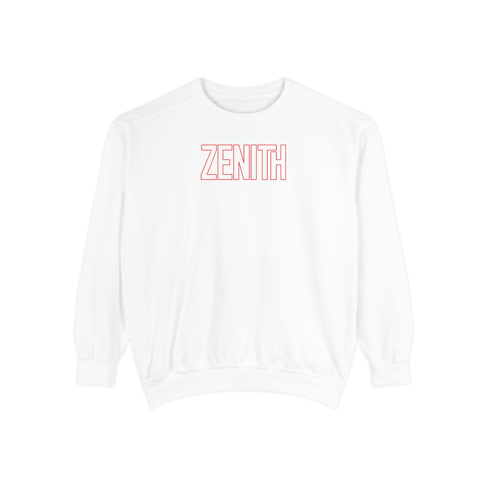 Zenith Red Outline Sweatshirt – Peak Performance on White