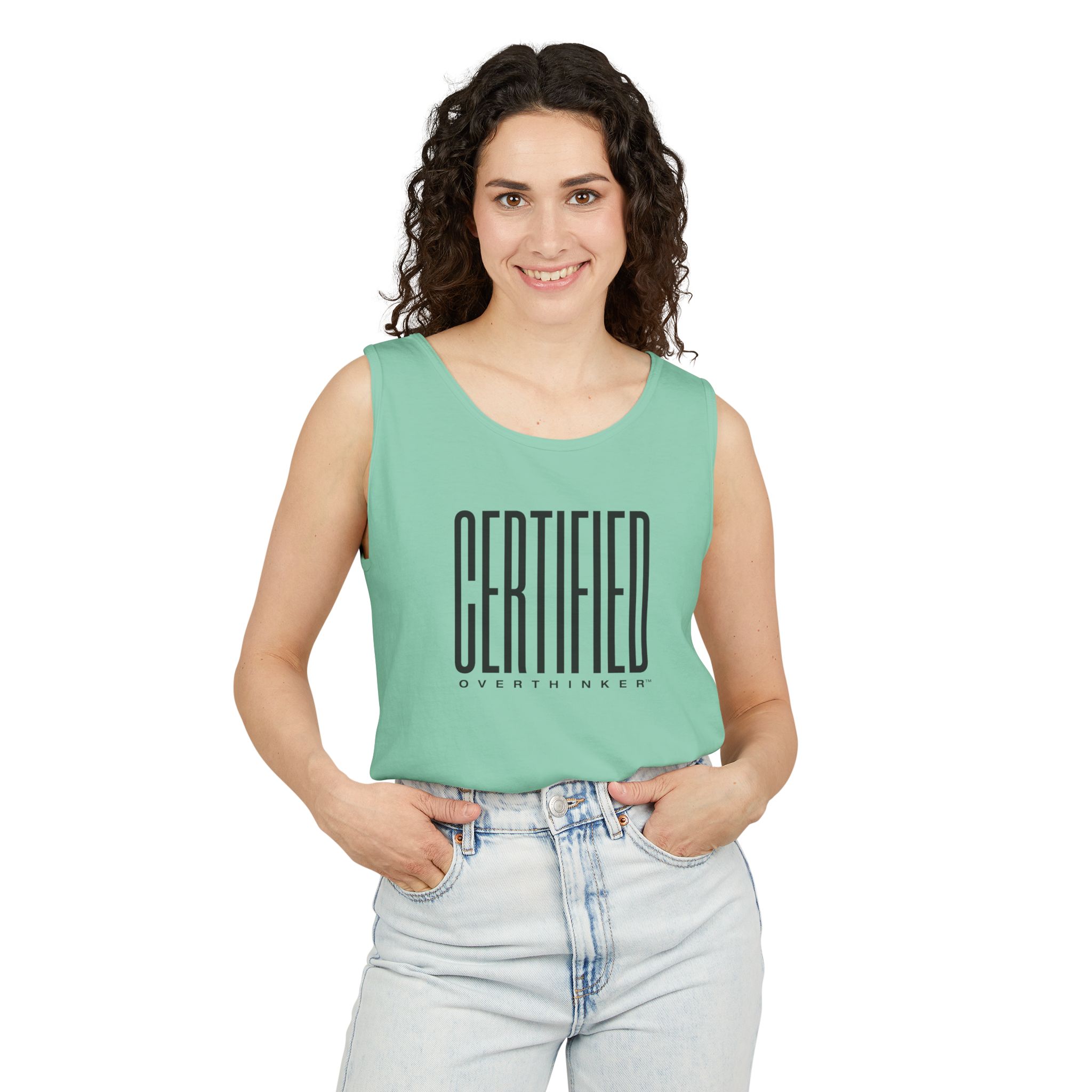 Certified Overthinker™ Sans-Serif Tank Top – Bold Black on White - Image 11