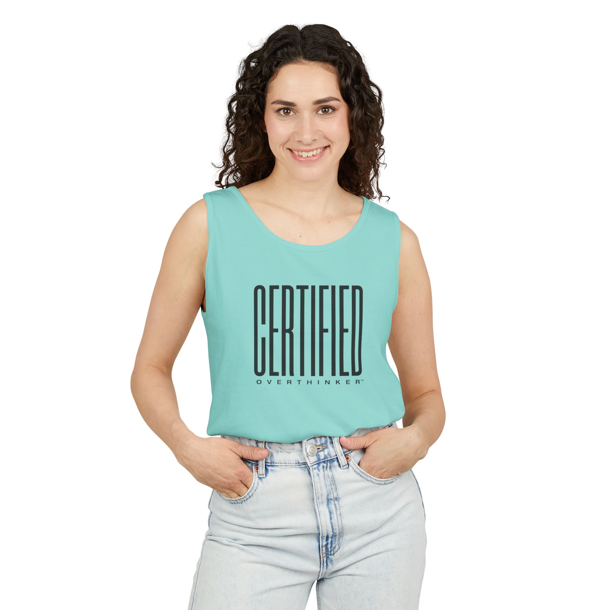 Certified Overthinker™ Sans-Serif Tank Top – Bold Black on White - Image 15