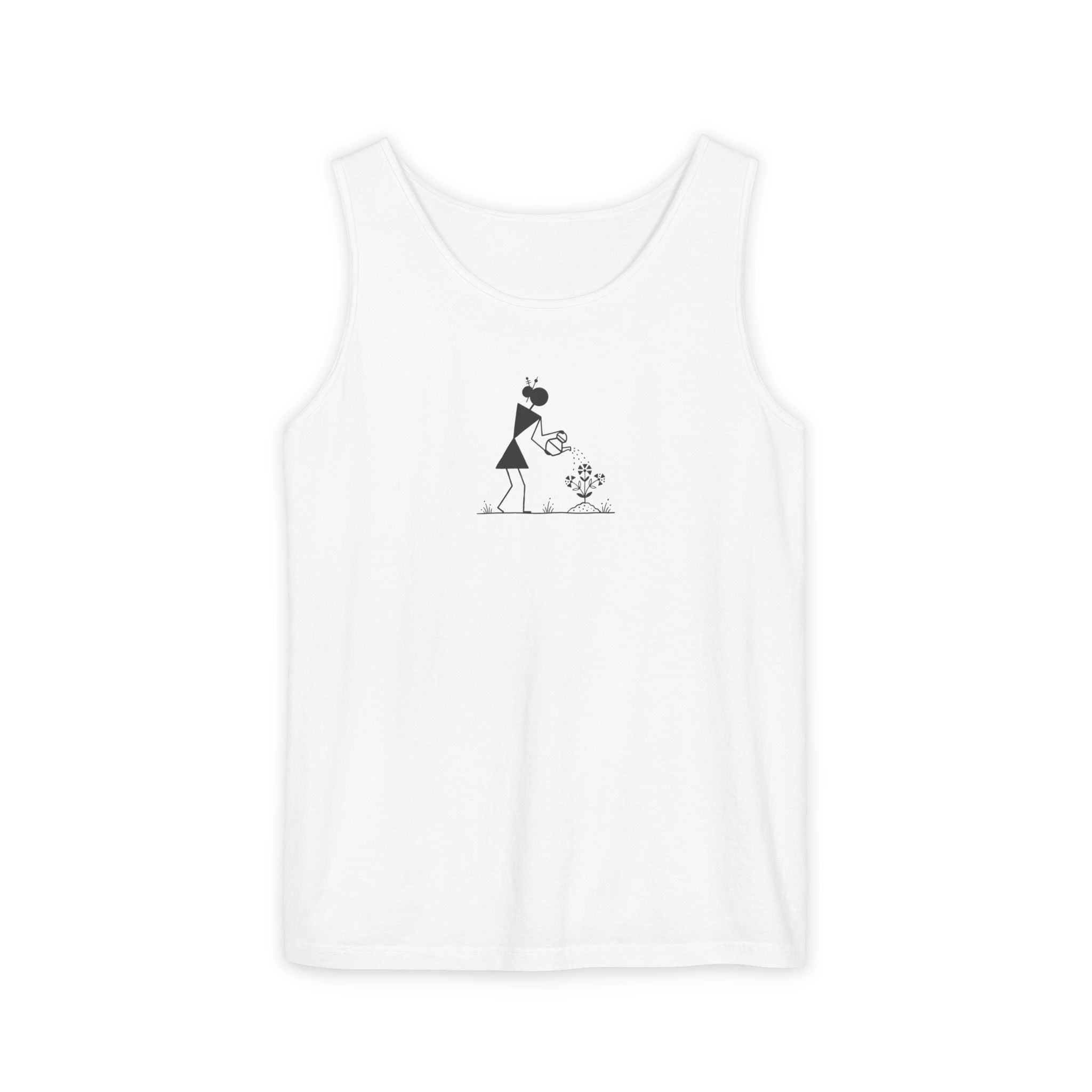 Watering Can Gardener Tank Top – Folk Art Botanica on White