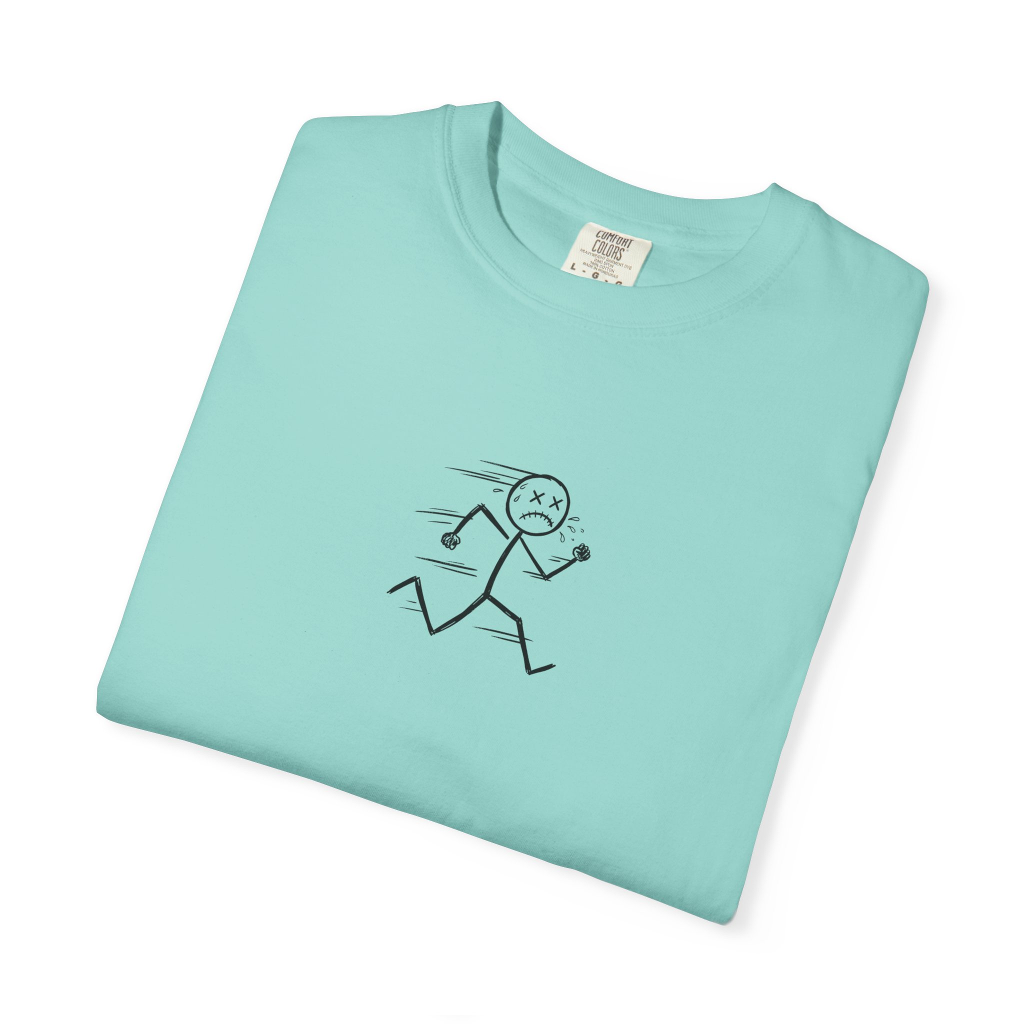 Dead Sprint Tee – Exhausted Stick Figure Running on White - Image 15