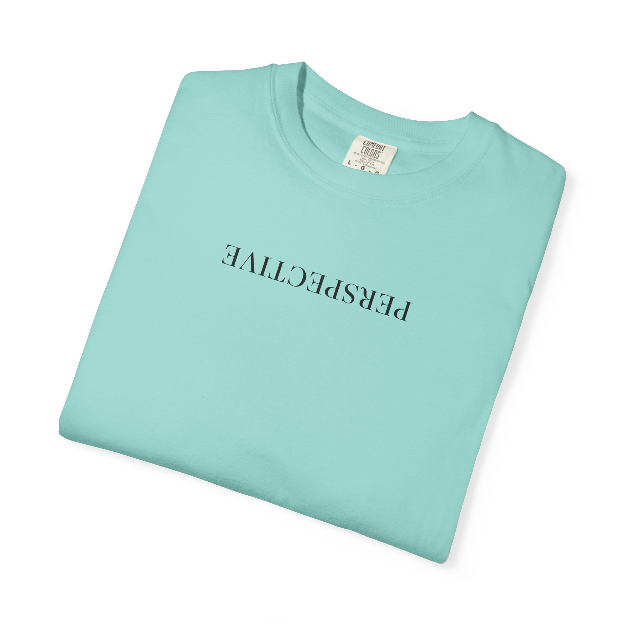 Perspective Tee – Upside Down Serif Type on White - Image 15