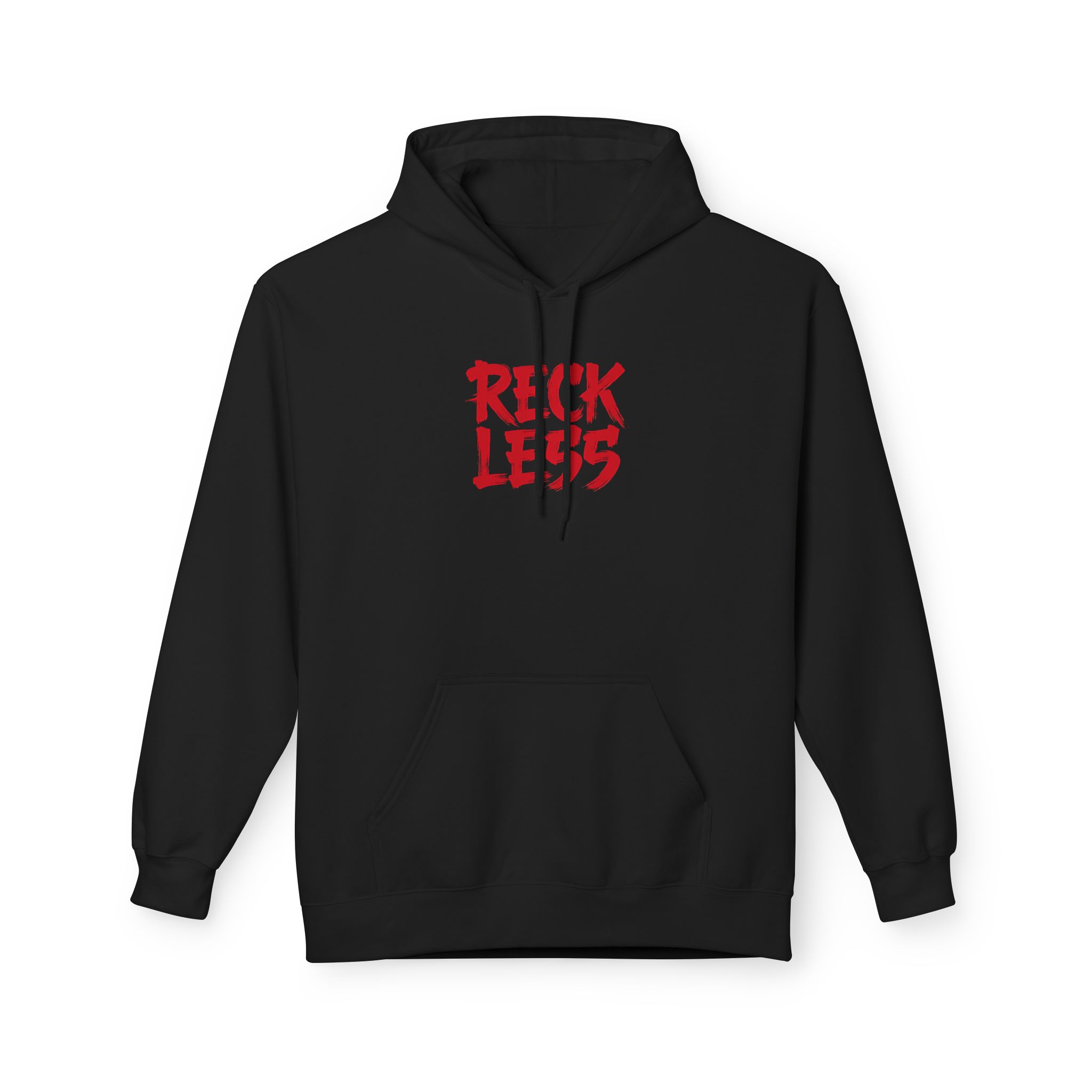 Reckless Hoodie – Red Brush Grunge Typography
