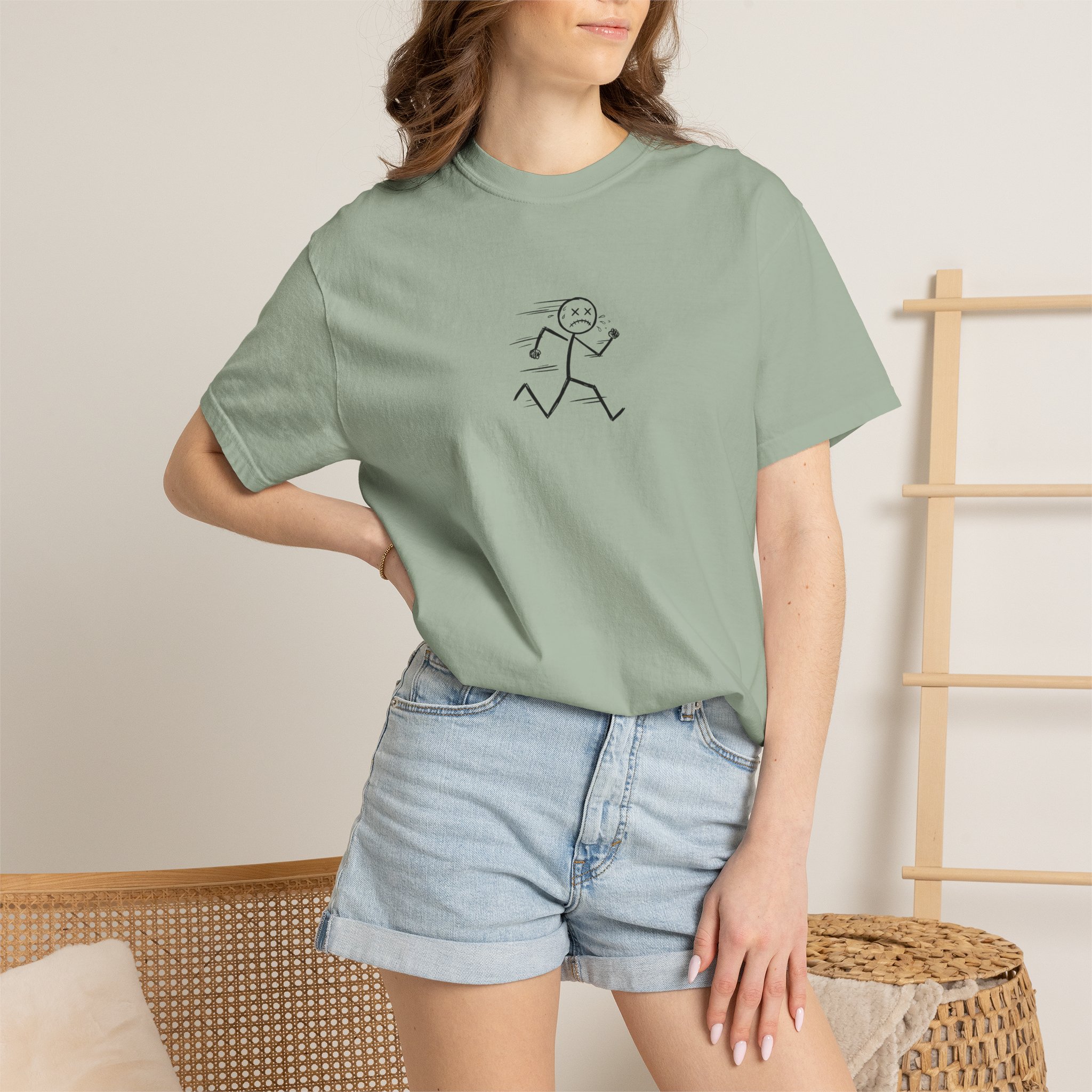 Dead Sprint Tee – Exhausted Stick Figure Running on White - Image 12