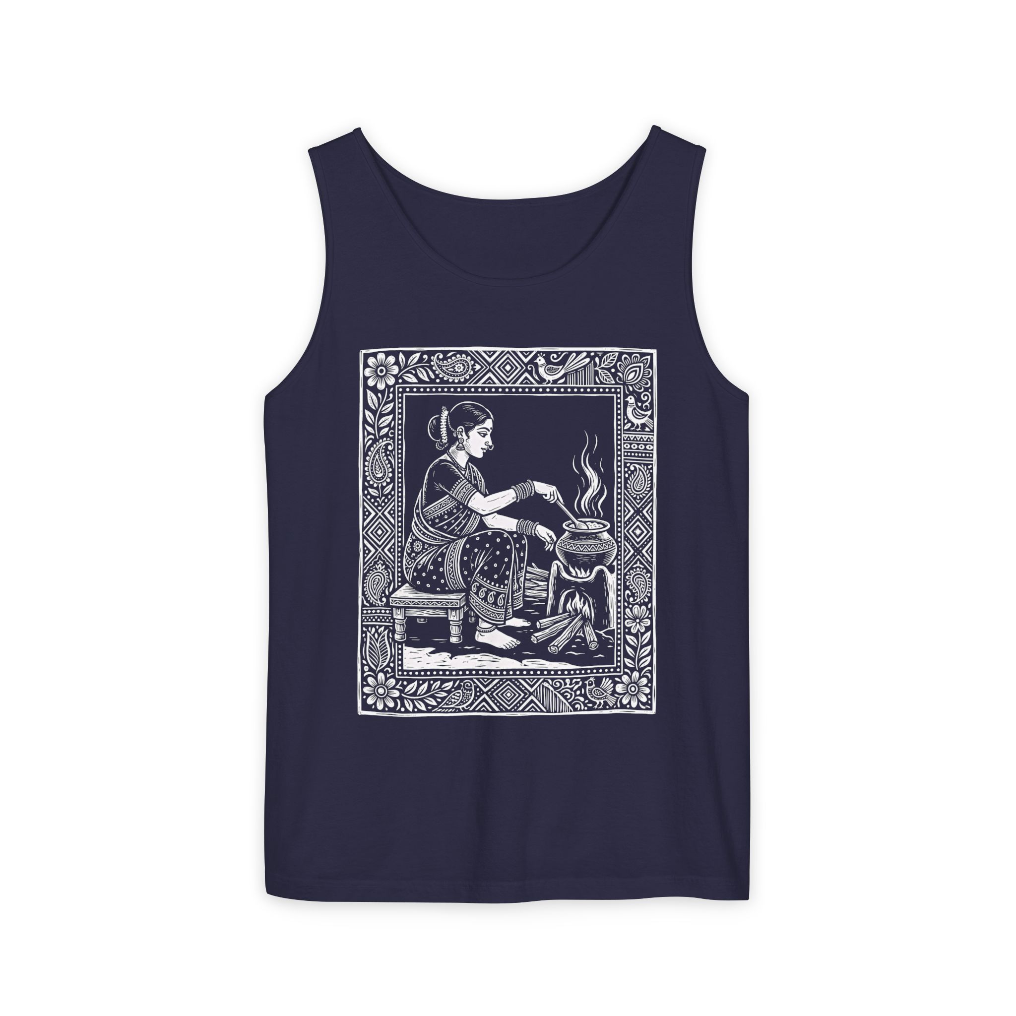 Chulha Wali Tank Top – Traditional Indian Woman Cooking Art