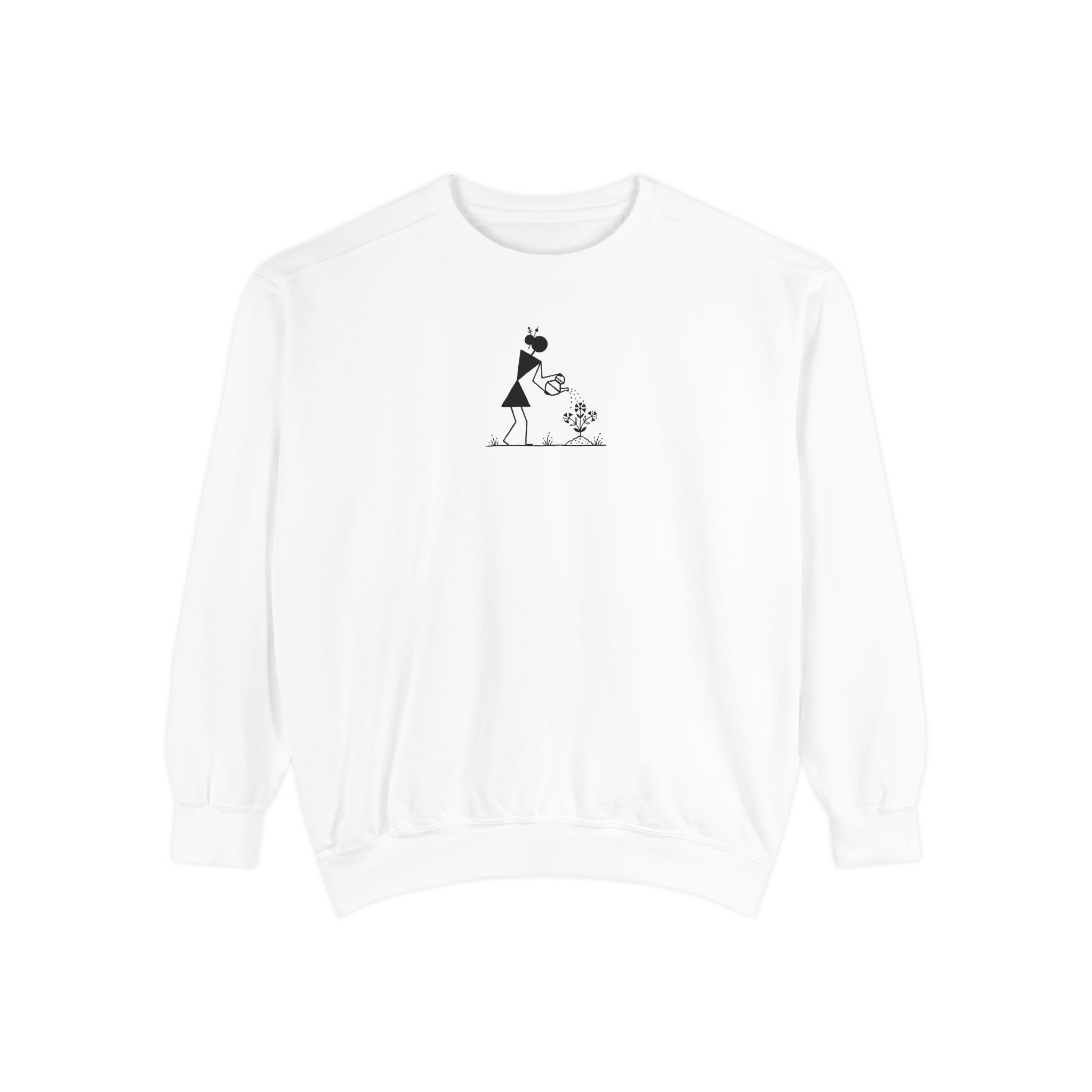 Watering Can Gardener Sweatshirt – Folk Art Botanica on White