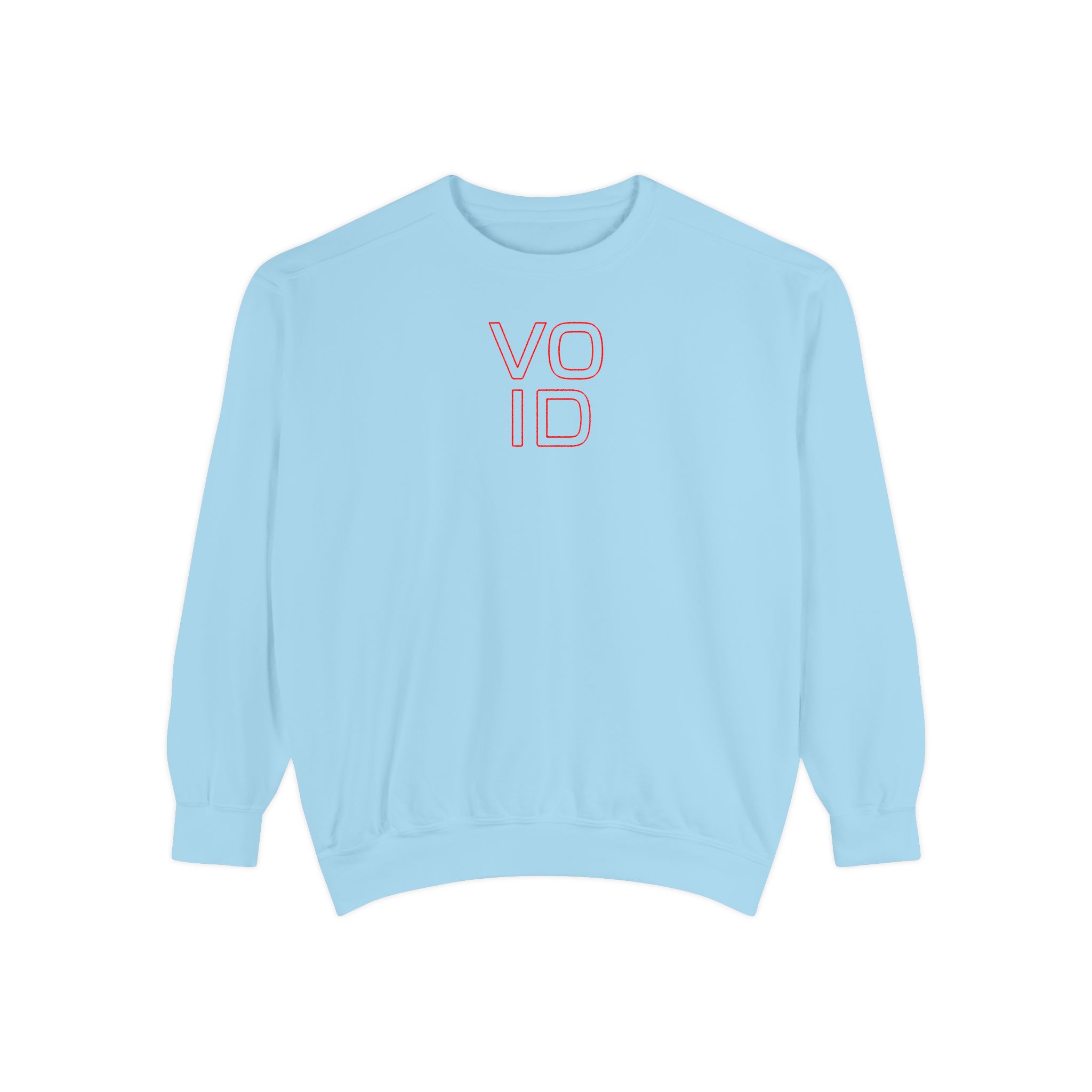 Void Red Outline Sweatshirt – Neon-Style Typography on White - Image 9