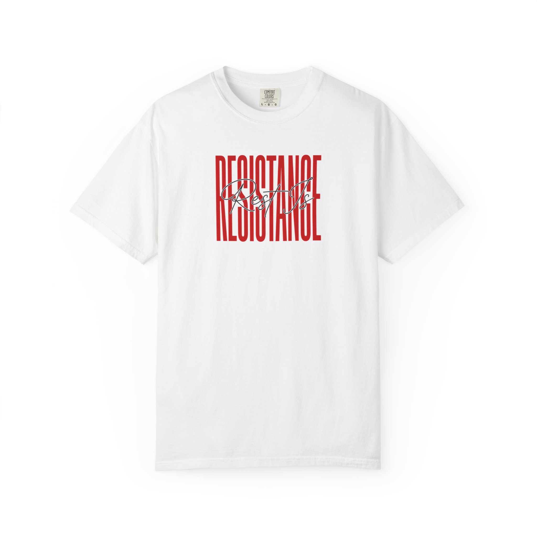 Rest Is Resistance Tee – Red & Black Statement on White
