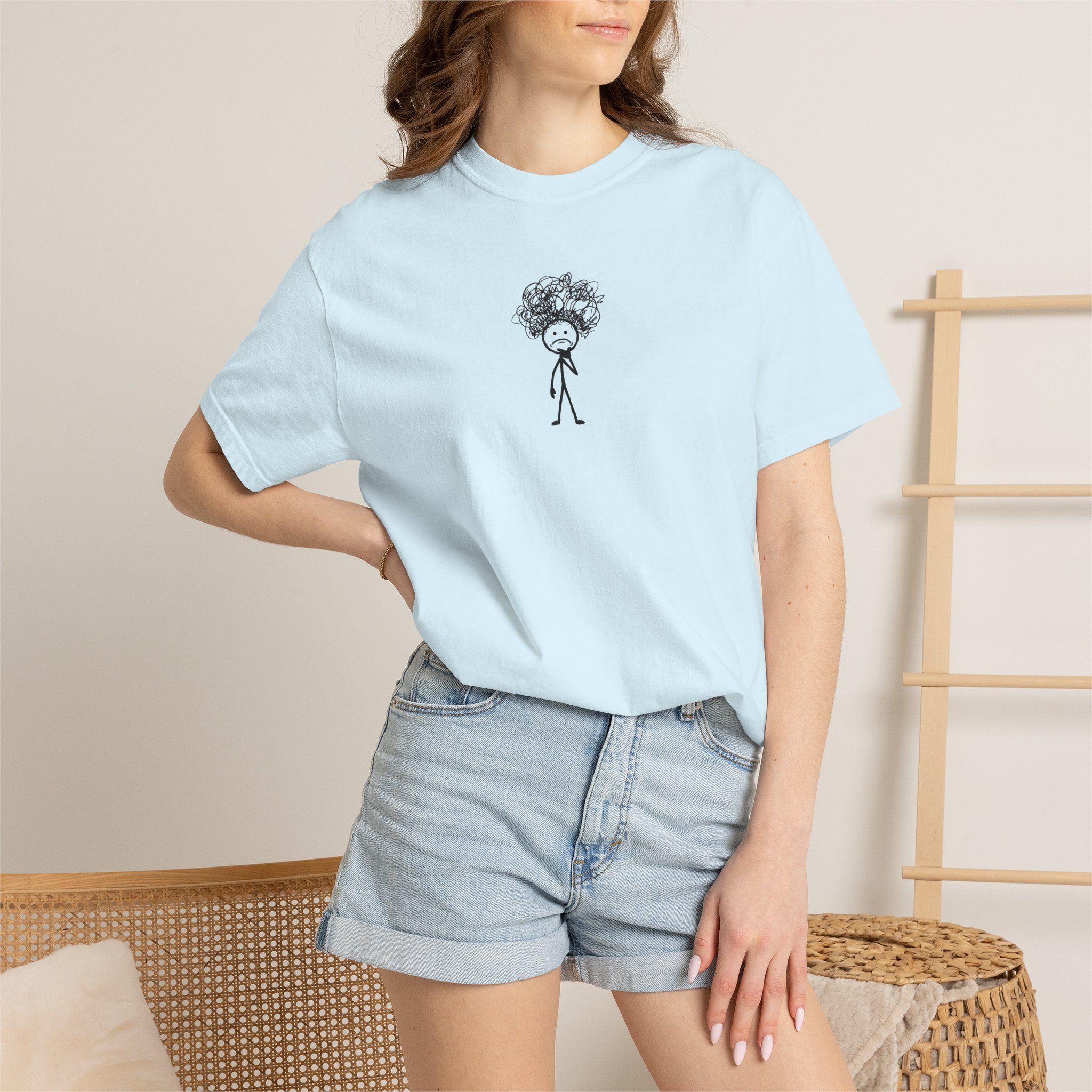 Overthinker Stick Figure Tee – Anxiety Scribble Art on White - Image 20