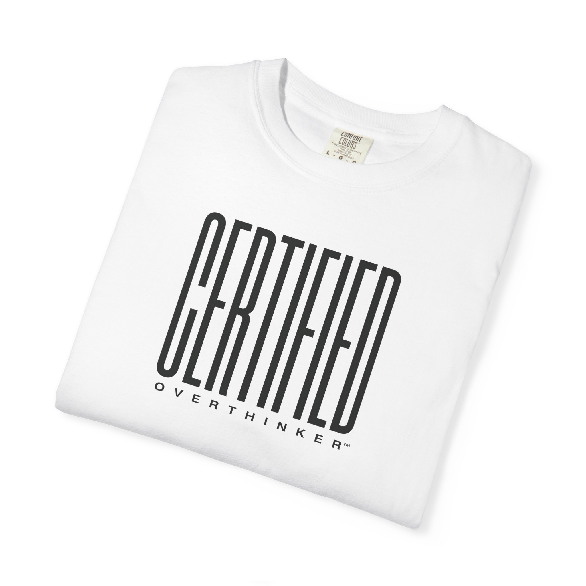Certified Overthinker™ Sans-Serif Tee – Bold Black on White - Image 3