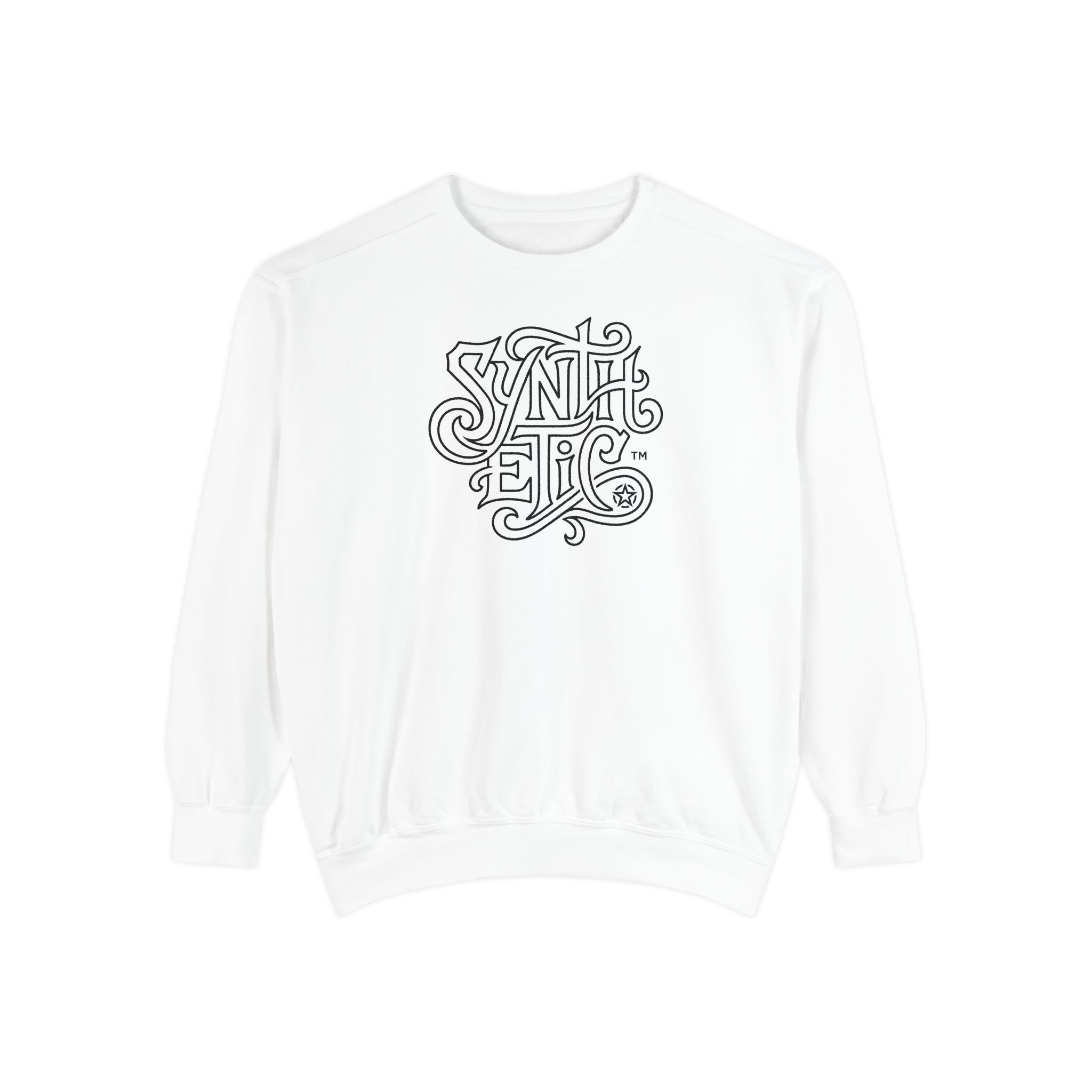 Synthetic™ Sweatshirt – Ornate Gothic Blackletter Outline on White
