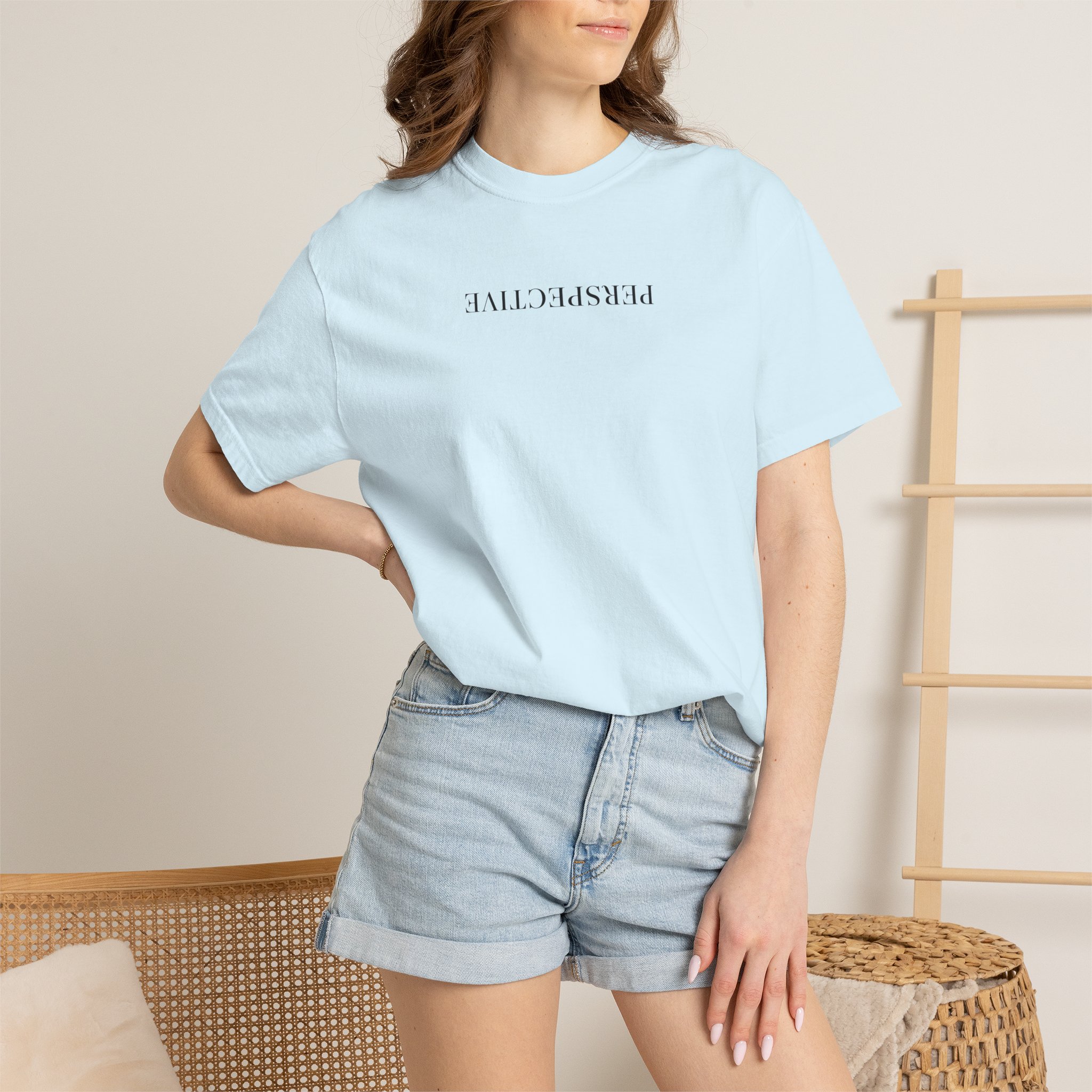 Perspective Tee – Upside Down Serif Type on White - Image 20