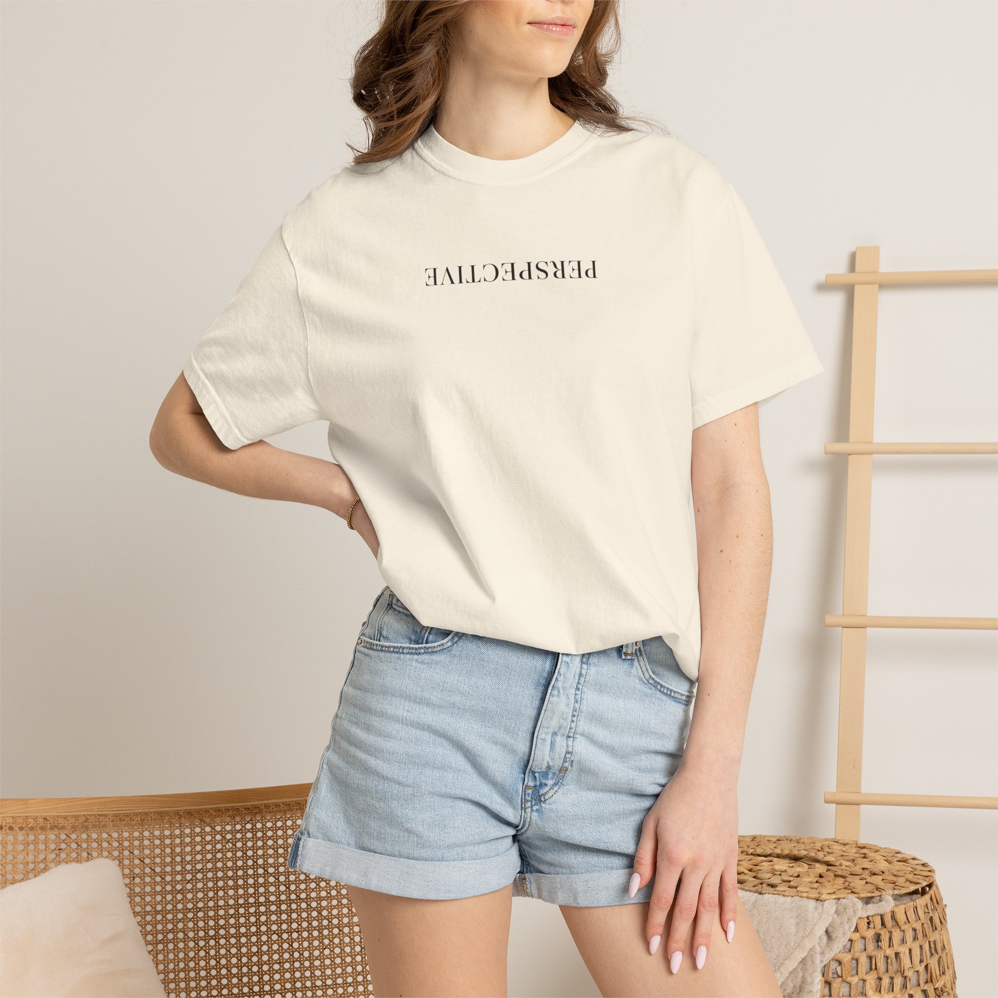 Perspective Tee – Upside Down Serif Type on White - Image 8