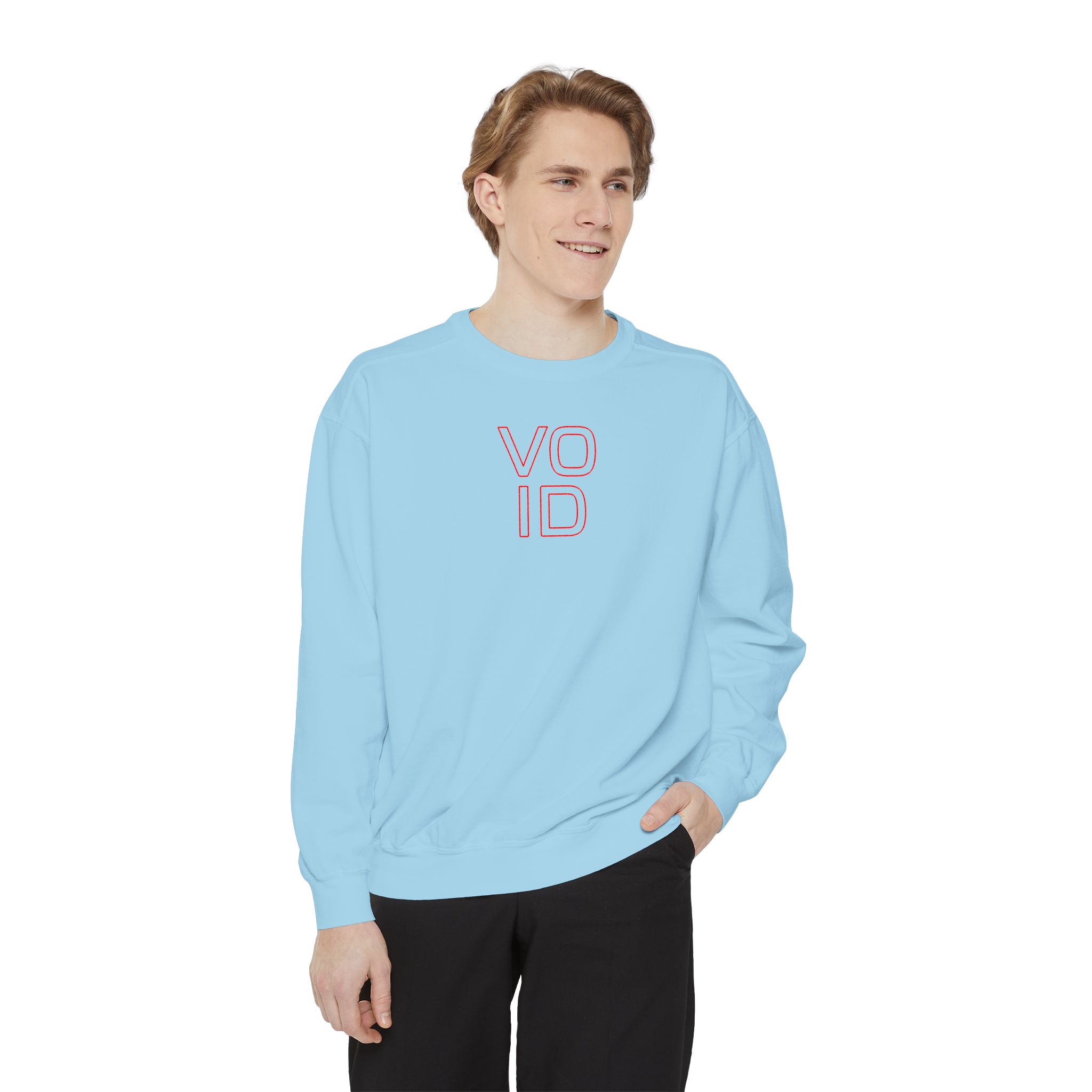 Void Red Outline Sweatshirt – Neon-Style Typography on White - Image 11