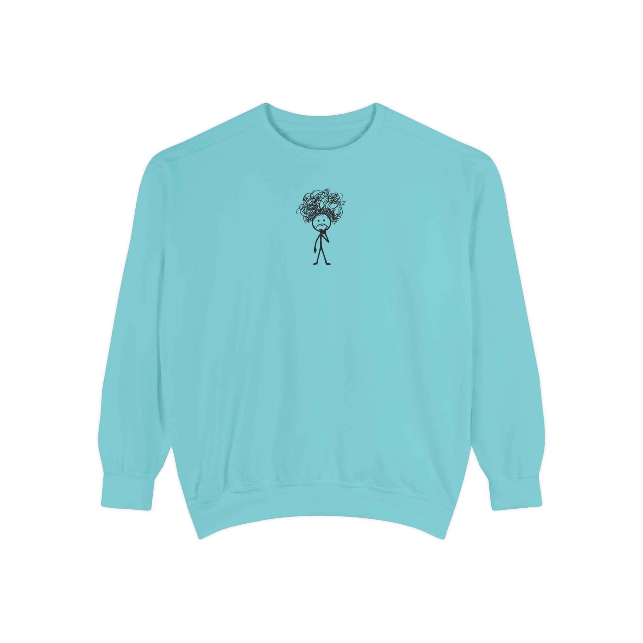 Overthinker Stick Figure Sweatshirt – Anxiety Scribble Art on White - Image 5