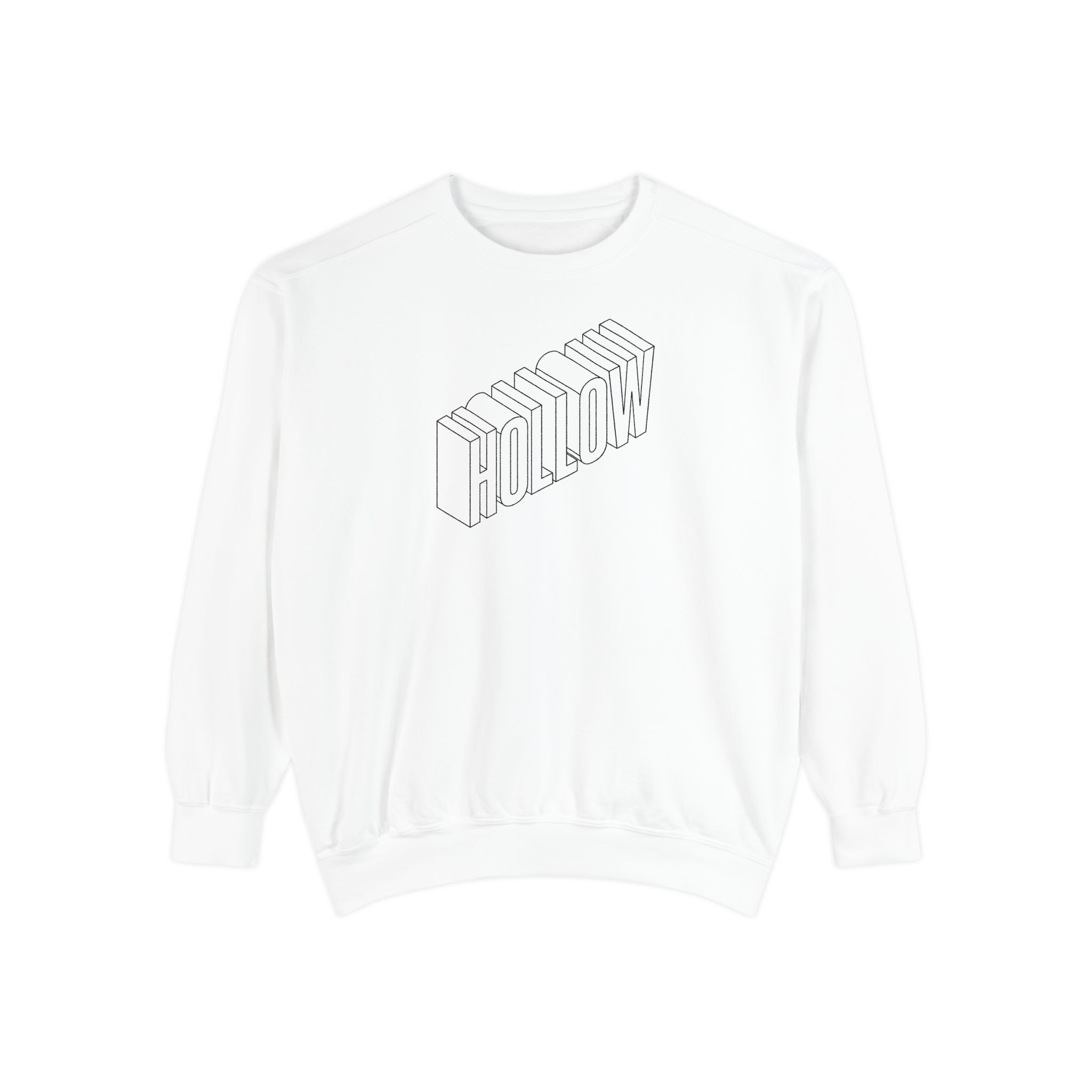 Hollow Sweatshirt – Isometric 3D Outline Lettering on White