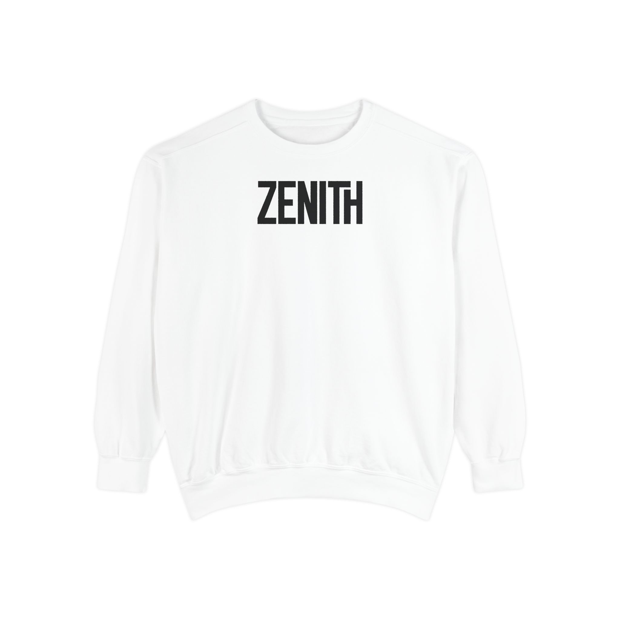 Zenith Black Solid Sweatshirt – Peak Power Bold Type on White