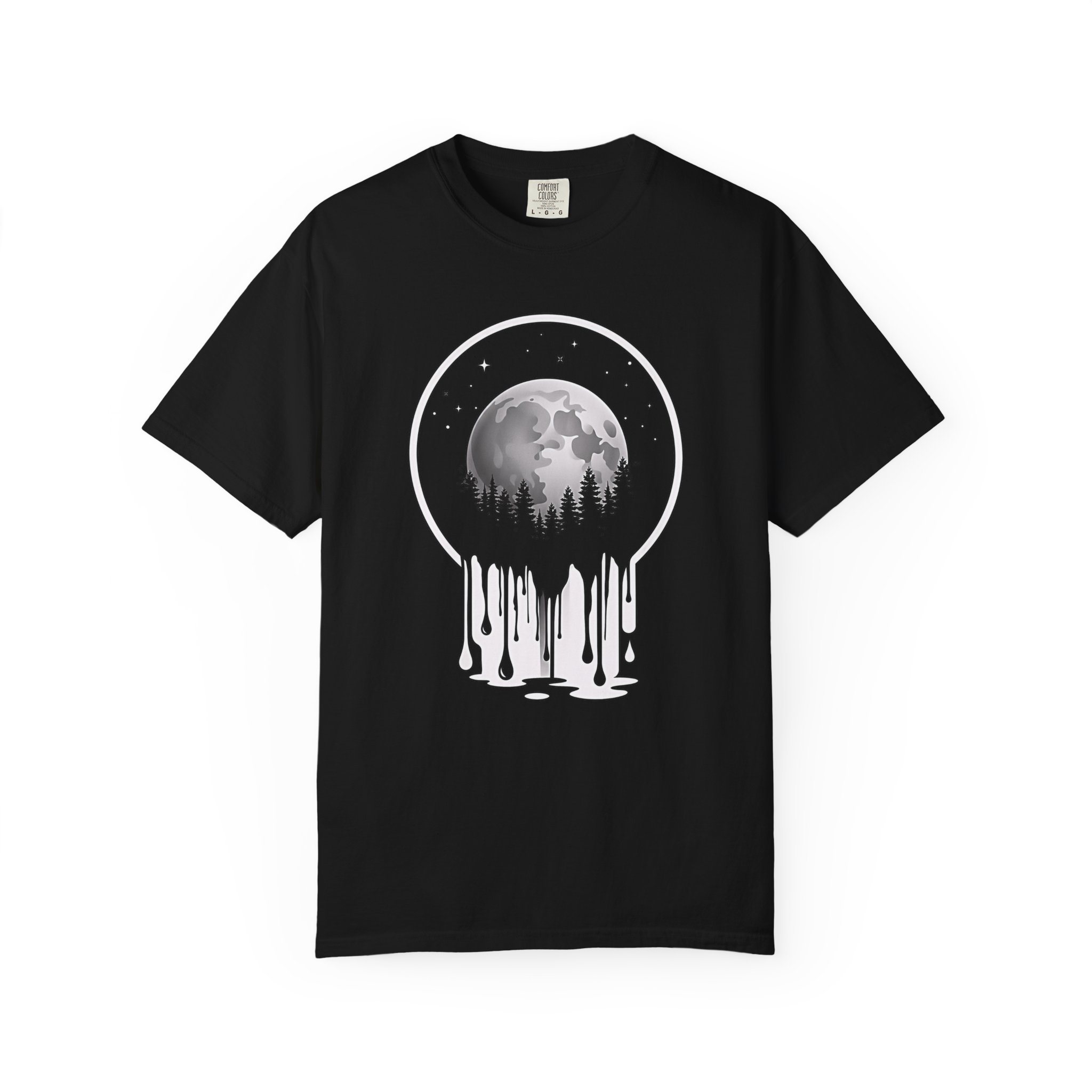 Melting Moon Tee – Mystical Forest Night Art - Image 5