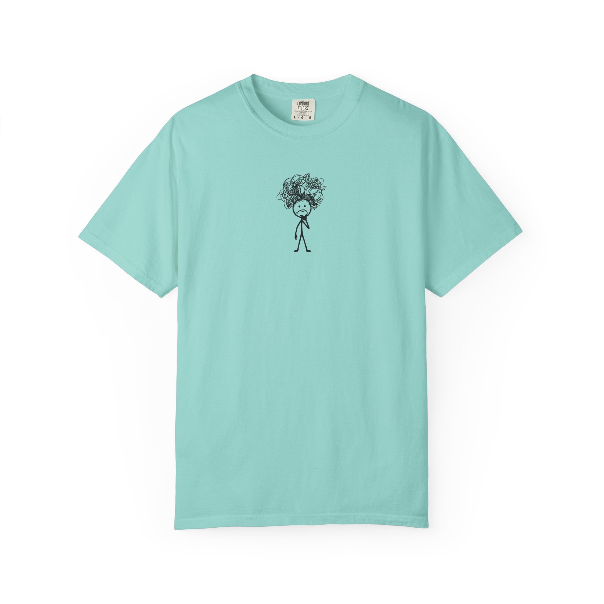 Overthinker Stick Figure Tee – Anxiety Scribble Art on White - Image 13