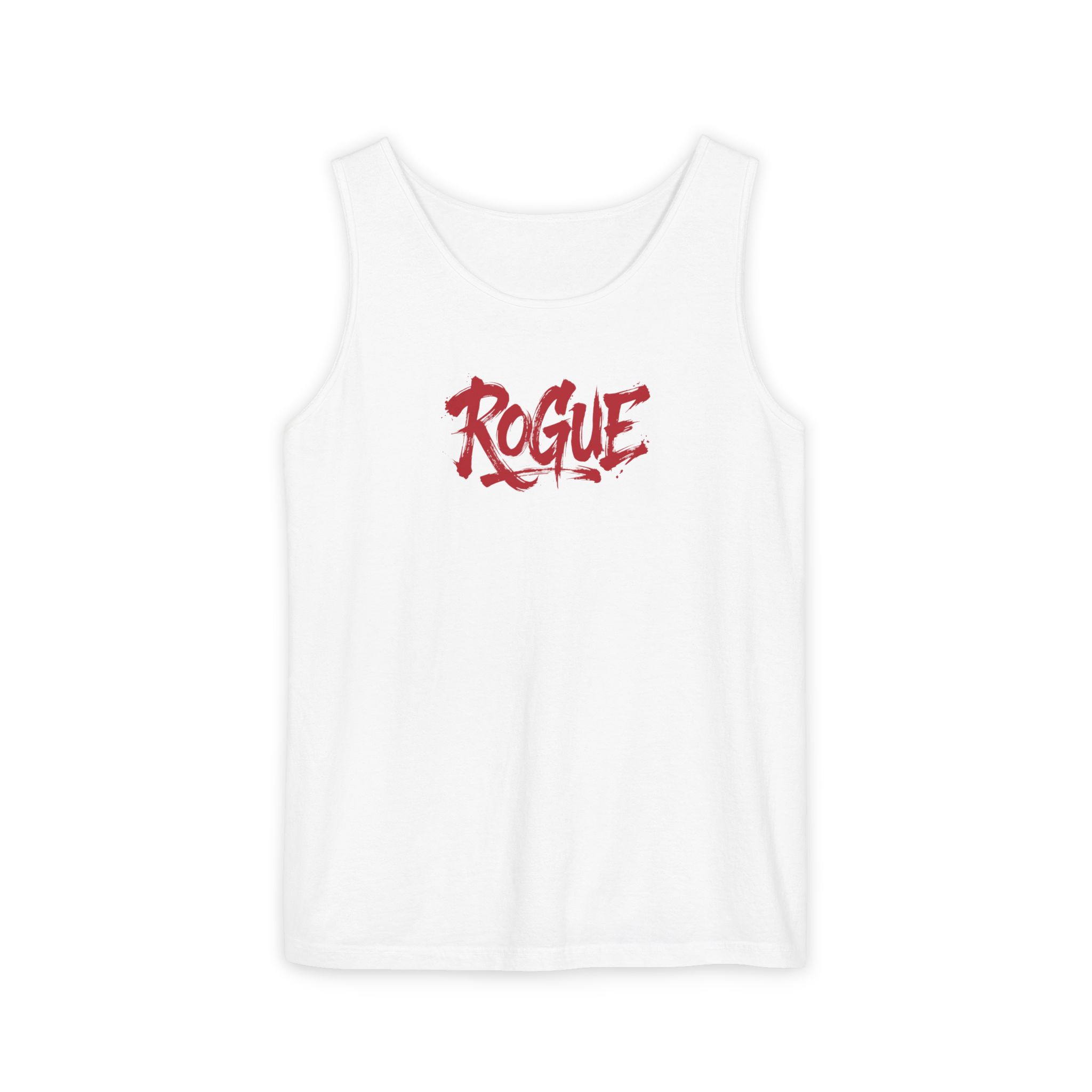 Rogue Tank Top – Red Grunge Brush Lettering on White