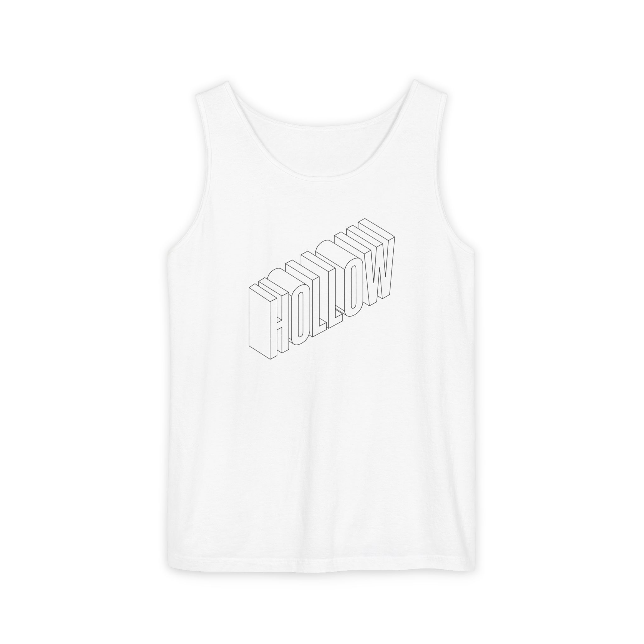 Hollow Tank Top – Isometric 3D Outline Lettering on White