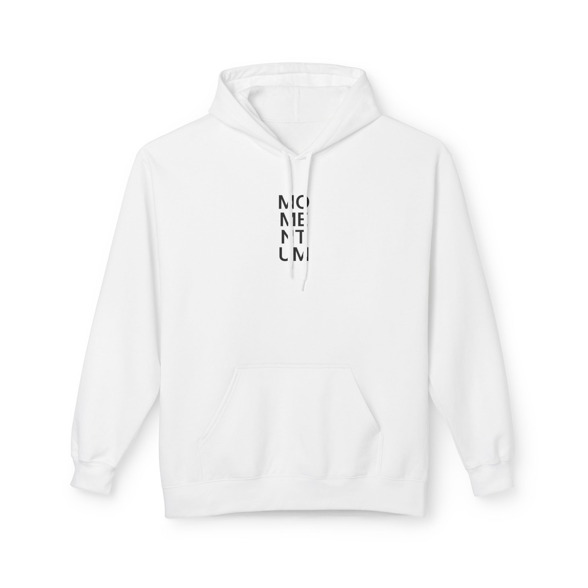 Momentum Hoodie – Bold Stacked Type Black on White