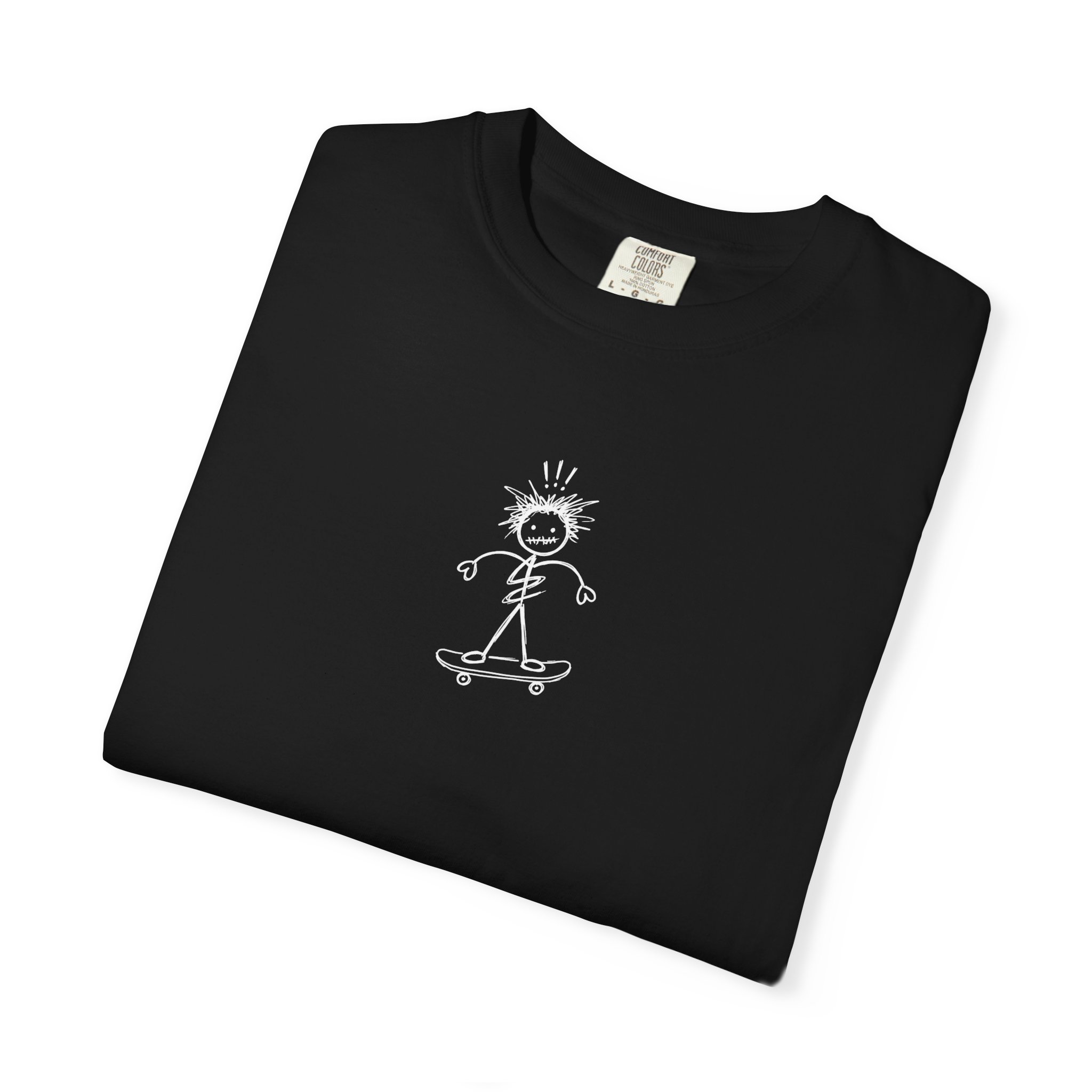 Skater Doodle Tee – Stick Figure Skateboard Art - Image 7
