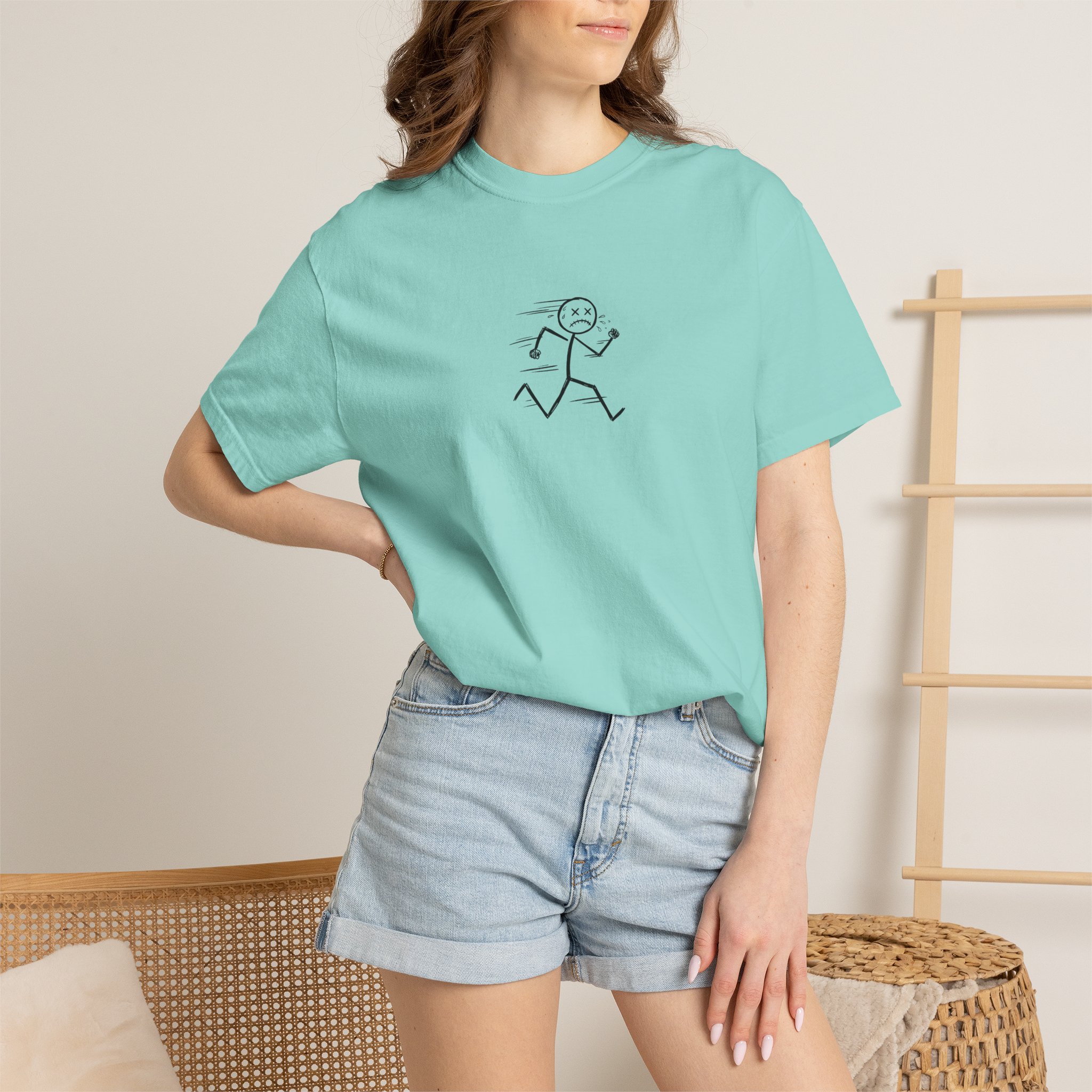 Dead Sprint Tee – Exhausted Stick Figure Running on White - Image 16