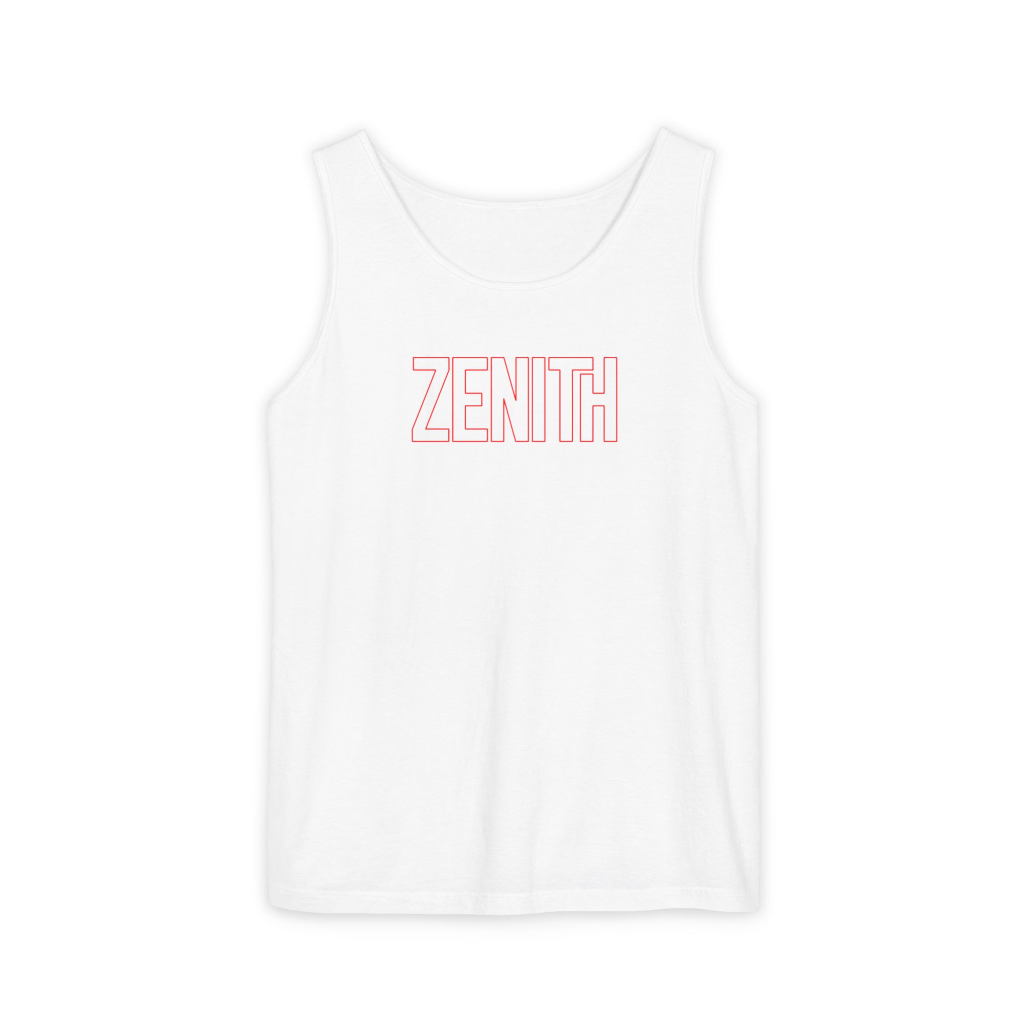 Zenith Red Outline Tank Top – Peak Performance on White