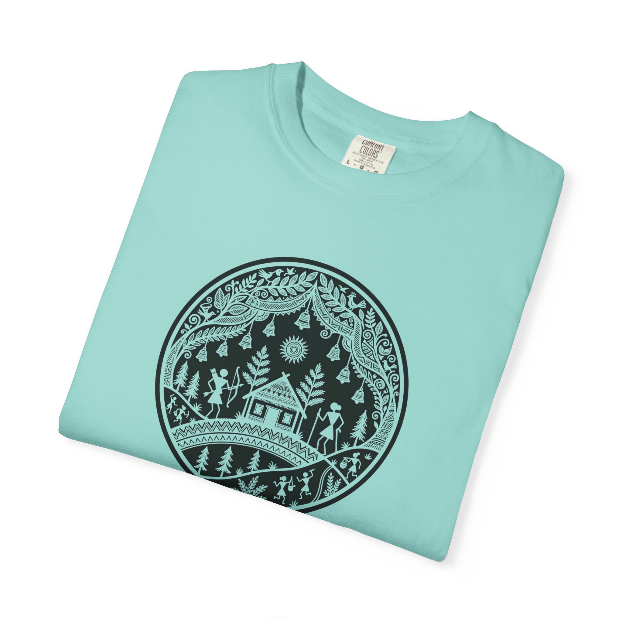 Warli Village Circle Tee – Indian Folk Art on White - Image 15