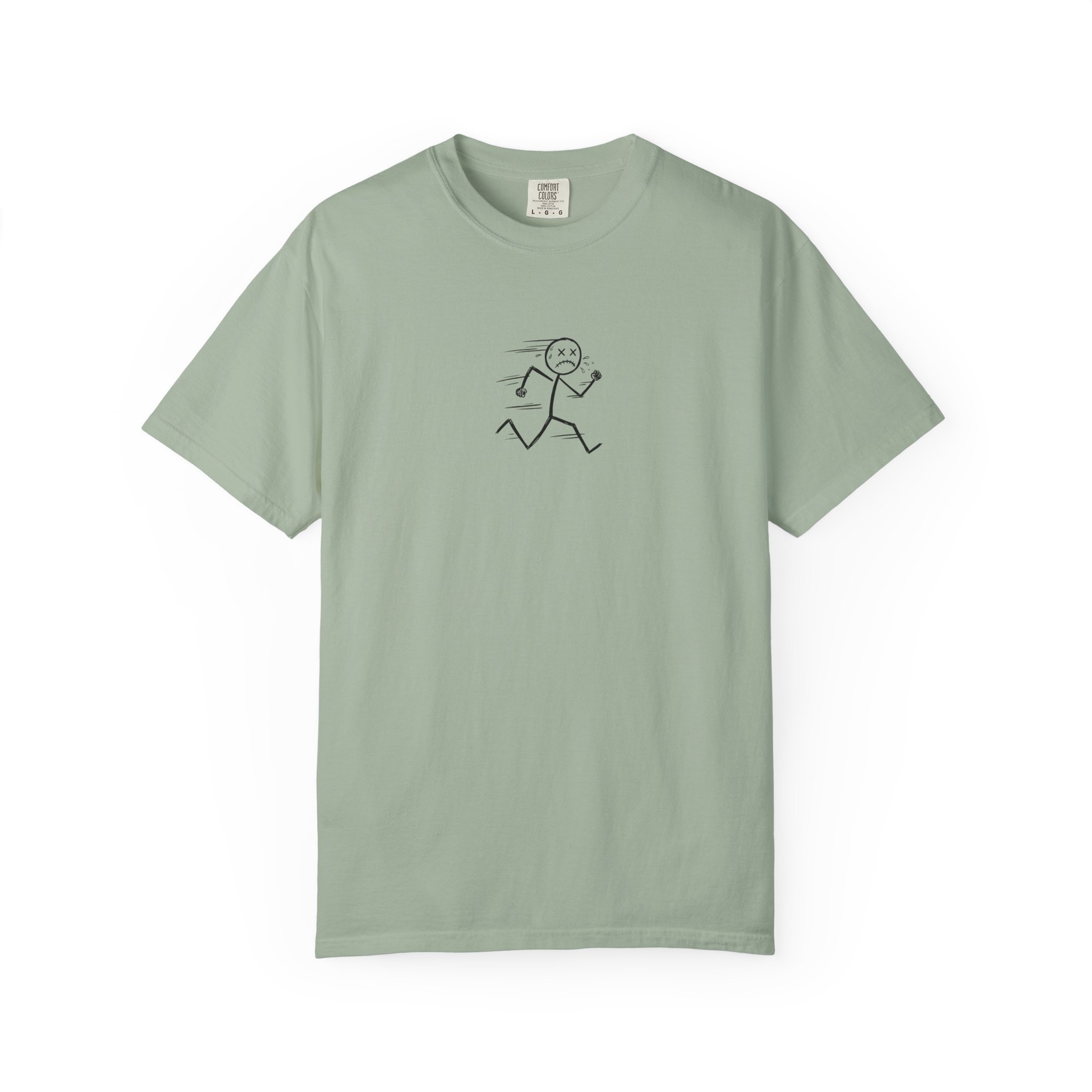 Dead Sprint Tee – Exhausted Stick Figure Running on White - Image 9