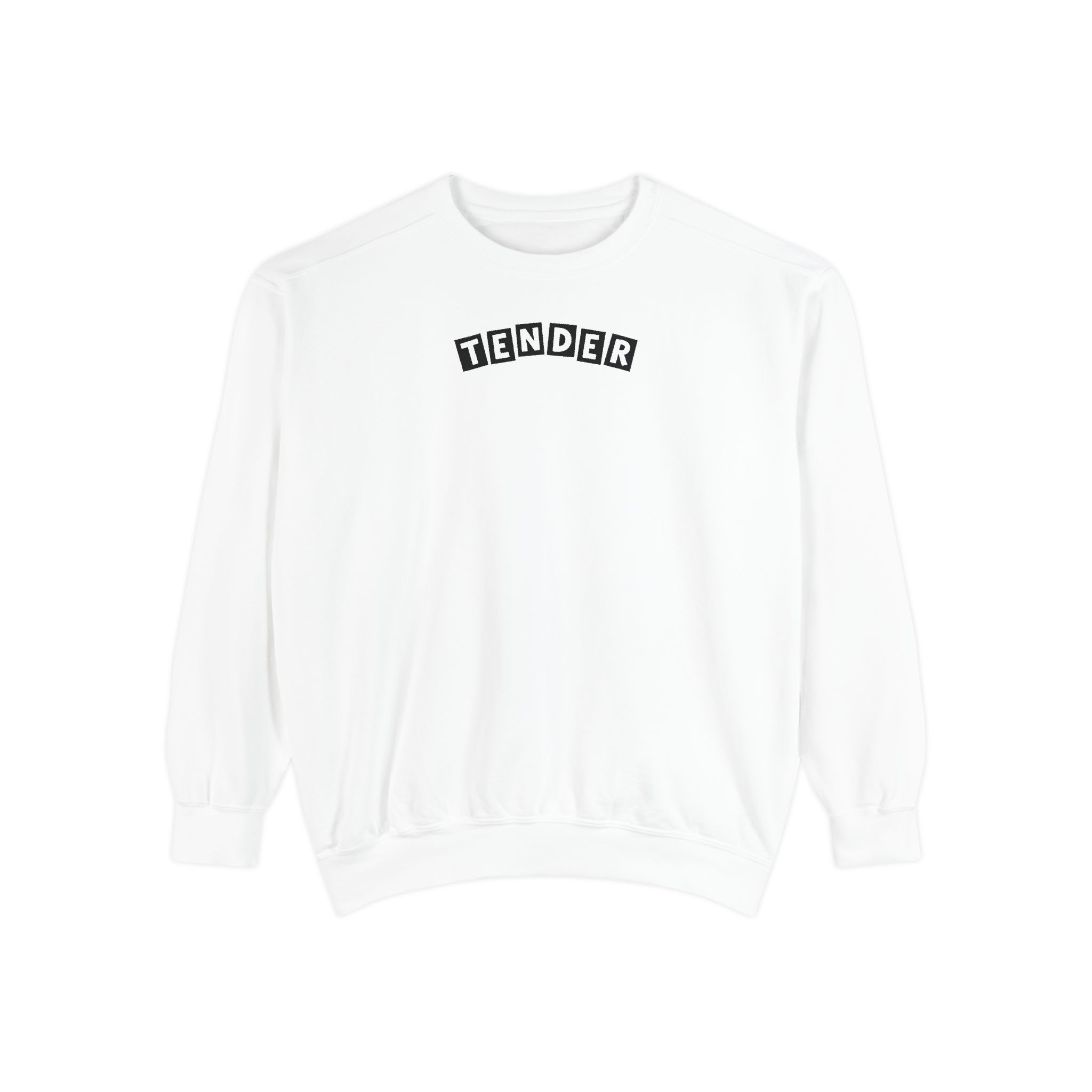 Tender Sweatshirt – Varsity Arc Block Letters on White