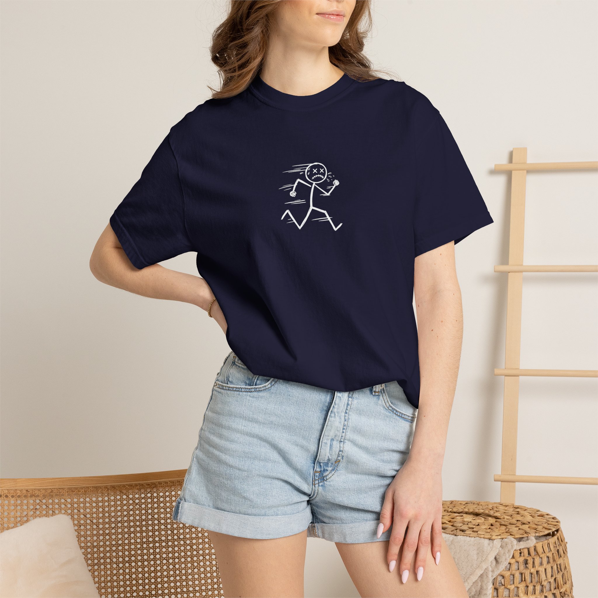 Dead Sprint Tee – Exhausted Stick Figure Running Art - Image 4
