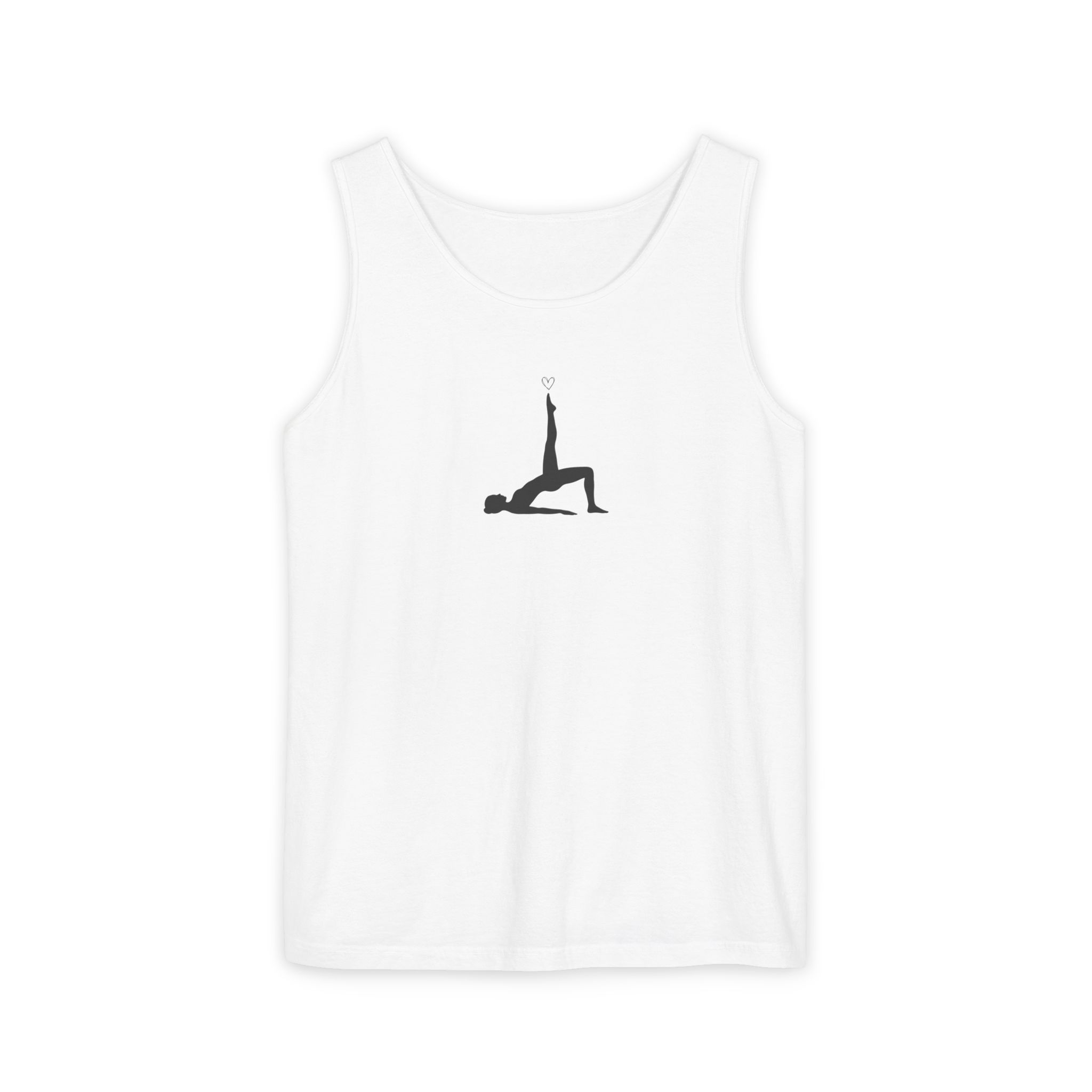 Yoga Heart Tank Top – Bridge Pose Silhouette on White