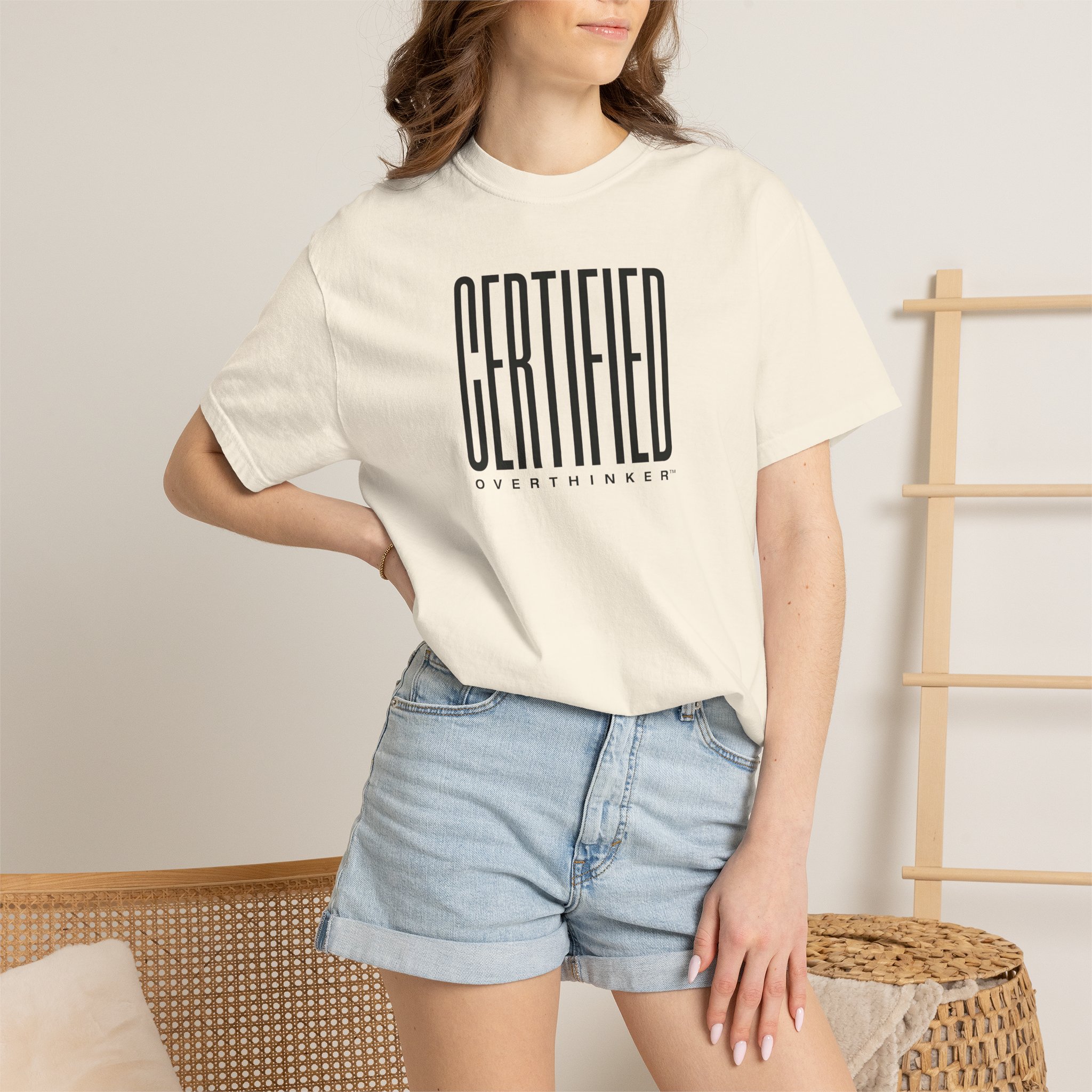 Certified Overthinker™ Sans-Serif Tee – Bold Black on White - Image 8