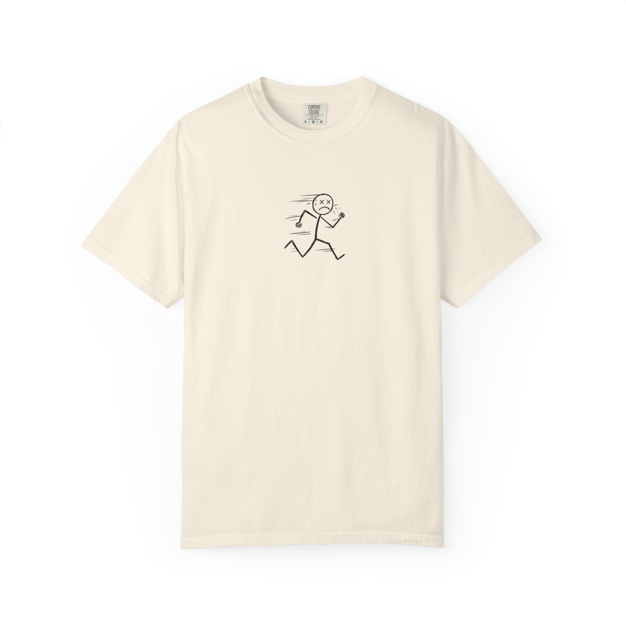 Dead Sprint Tee – Exhausted Stick Figure Running on White - Image 5