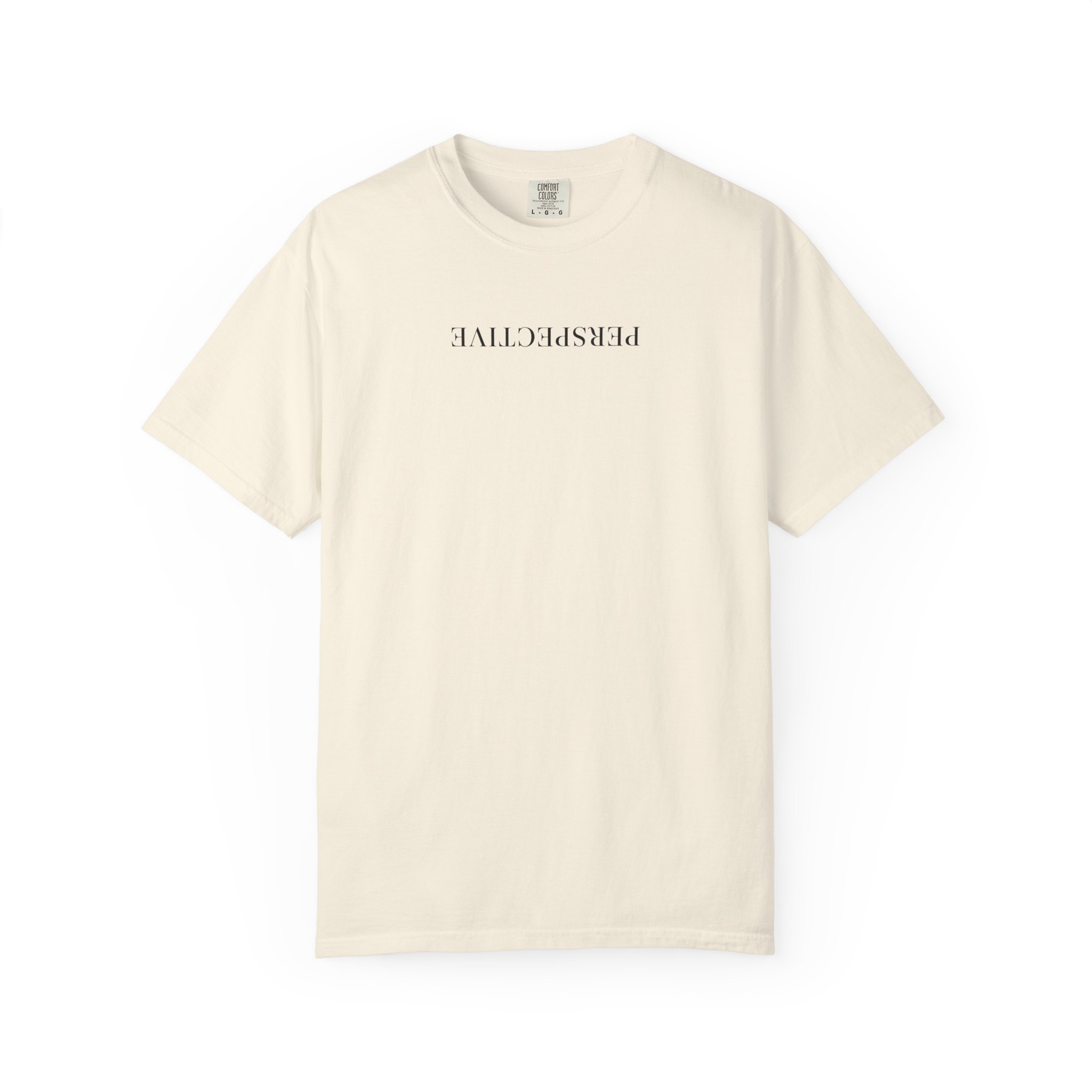 Perspective Tee – Upside Down Serif Type on White - Image 5