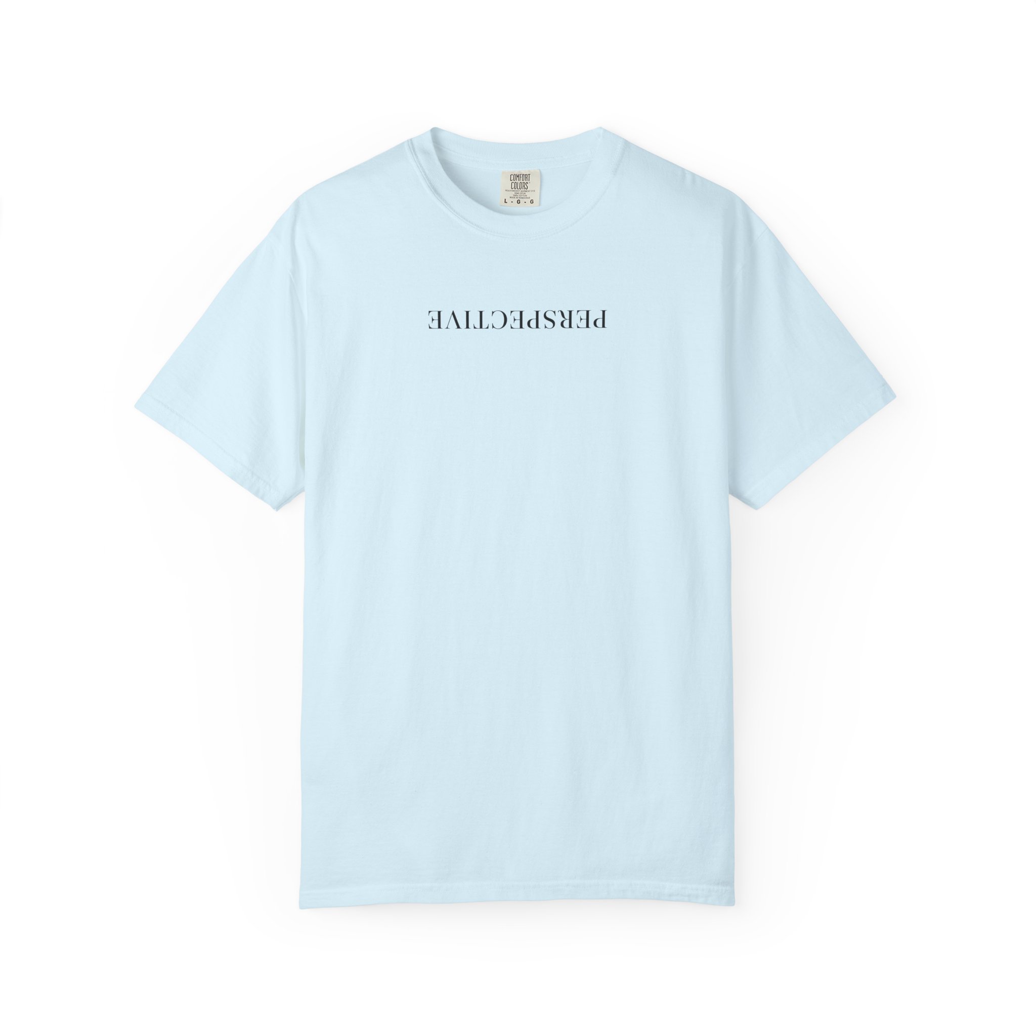 Perspective Tee – Upside Down Serif Type on White - Image 17