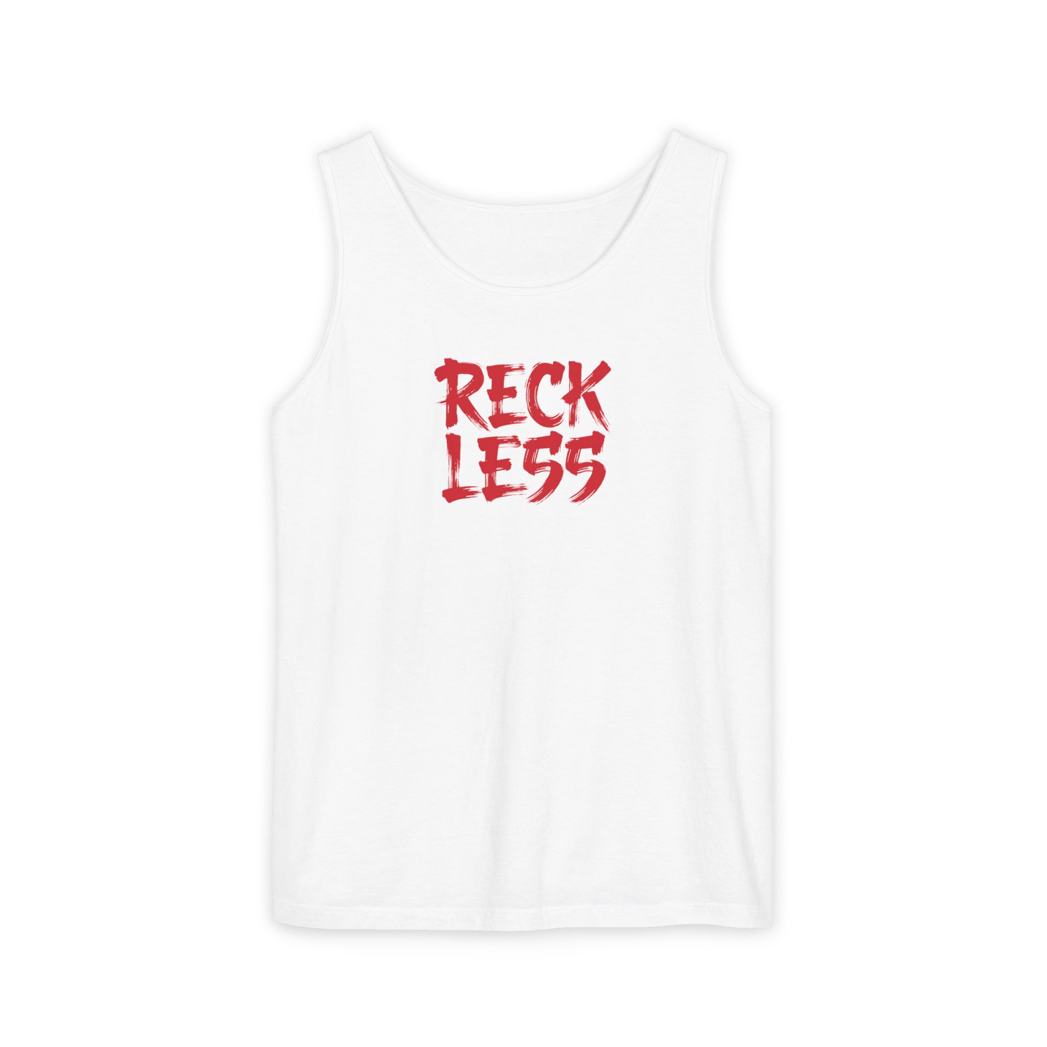 Reckless Tank Top – Red Brush Grunge on White
