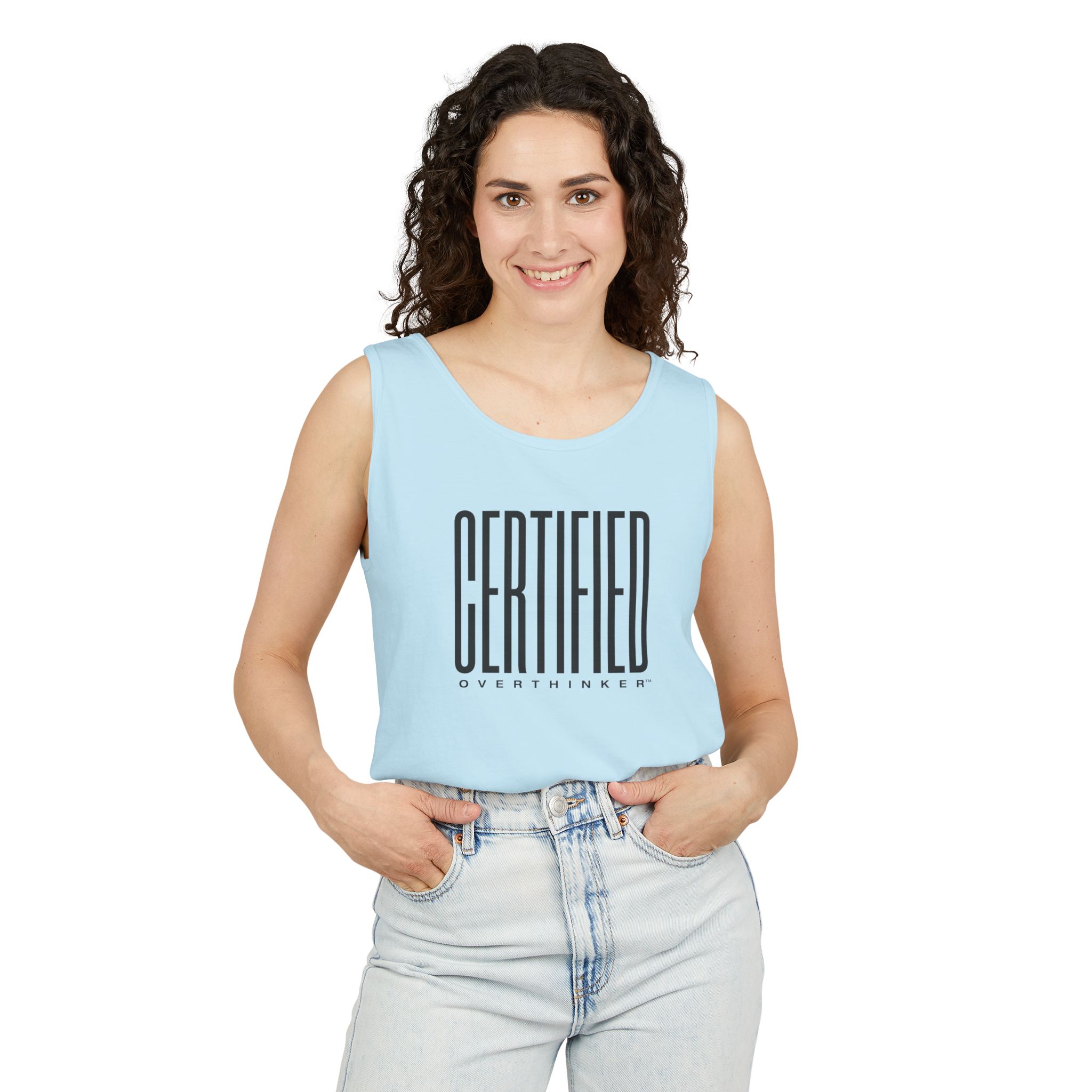 Certified Overthinker™ Sans-Serif Tank Top – Bold Black on White - Image 19
