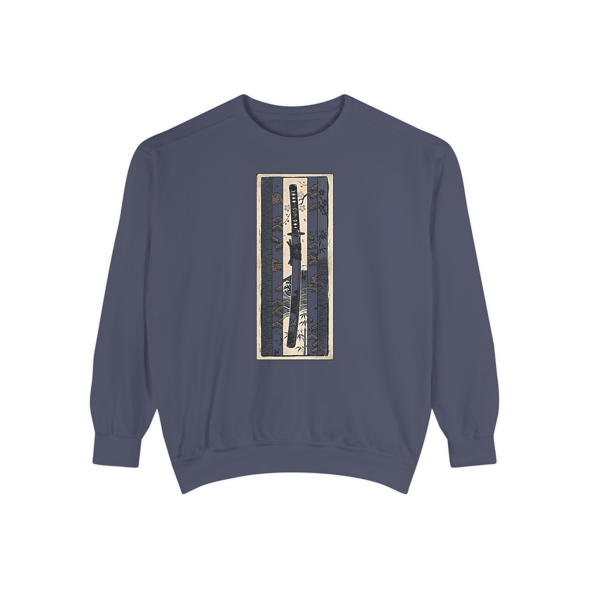Katana Panel Sweatshirt – Japanese Woodblock Art Black